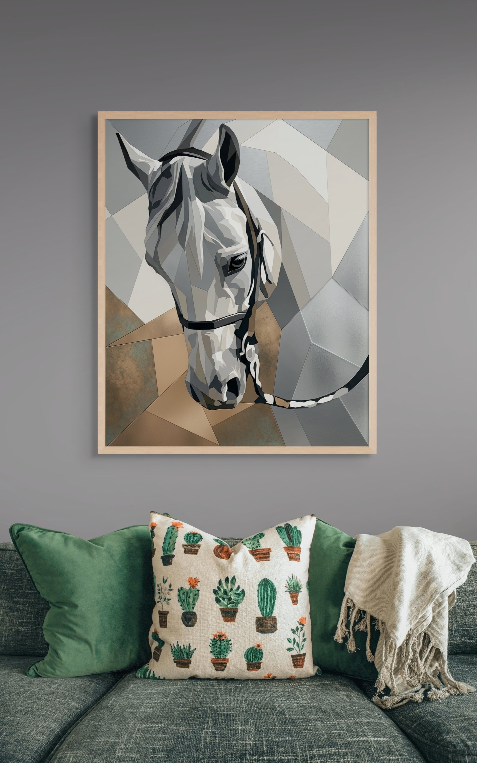 Paard Wanddecoratie Geometrisch – Moderne Canvas of Aluminium Print
