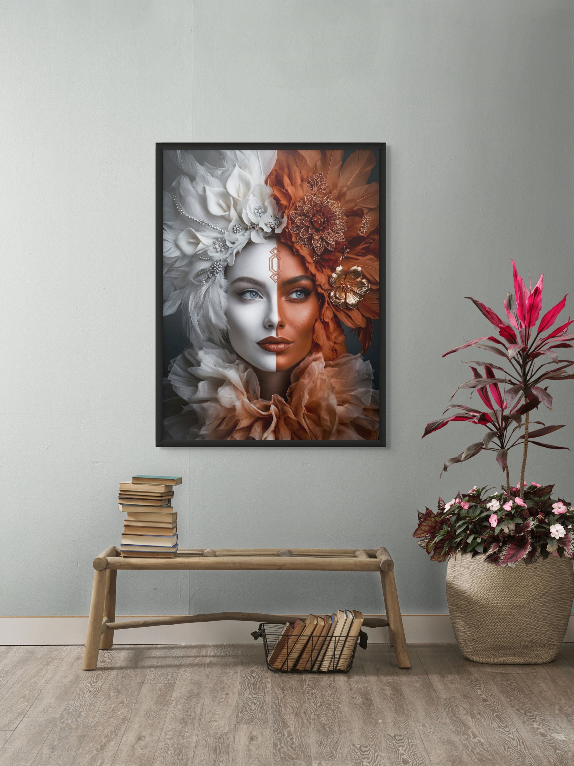 Dual Flame Muse Wanddecoratie – Sensueel Kunstzinnig Canvas Print