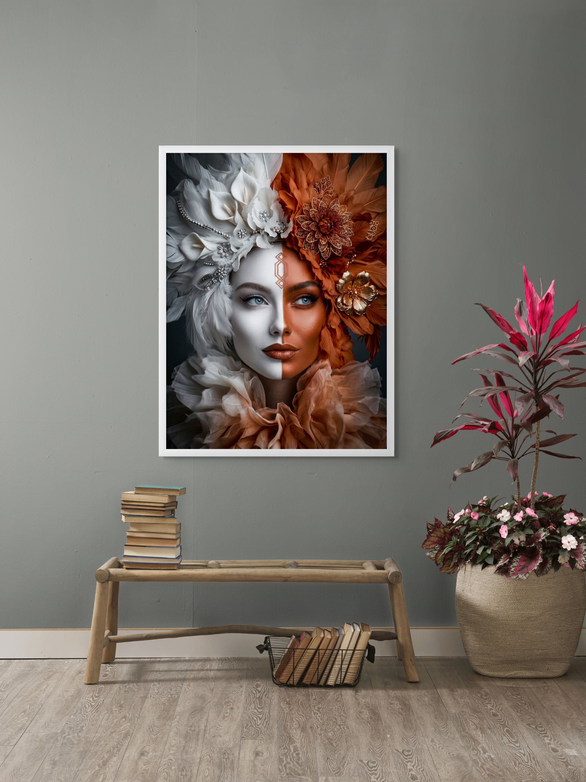 Dual Flame Muse Wanddecoratie – Sensueel Kunstzinnig Canvas Print