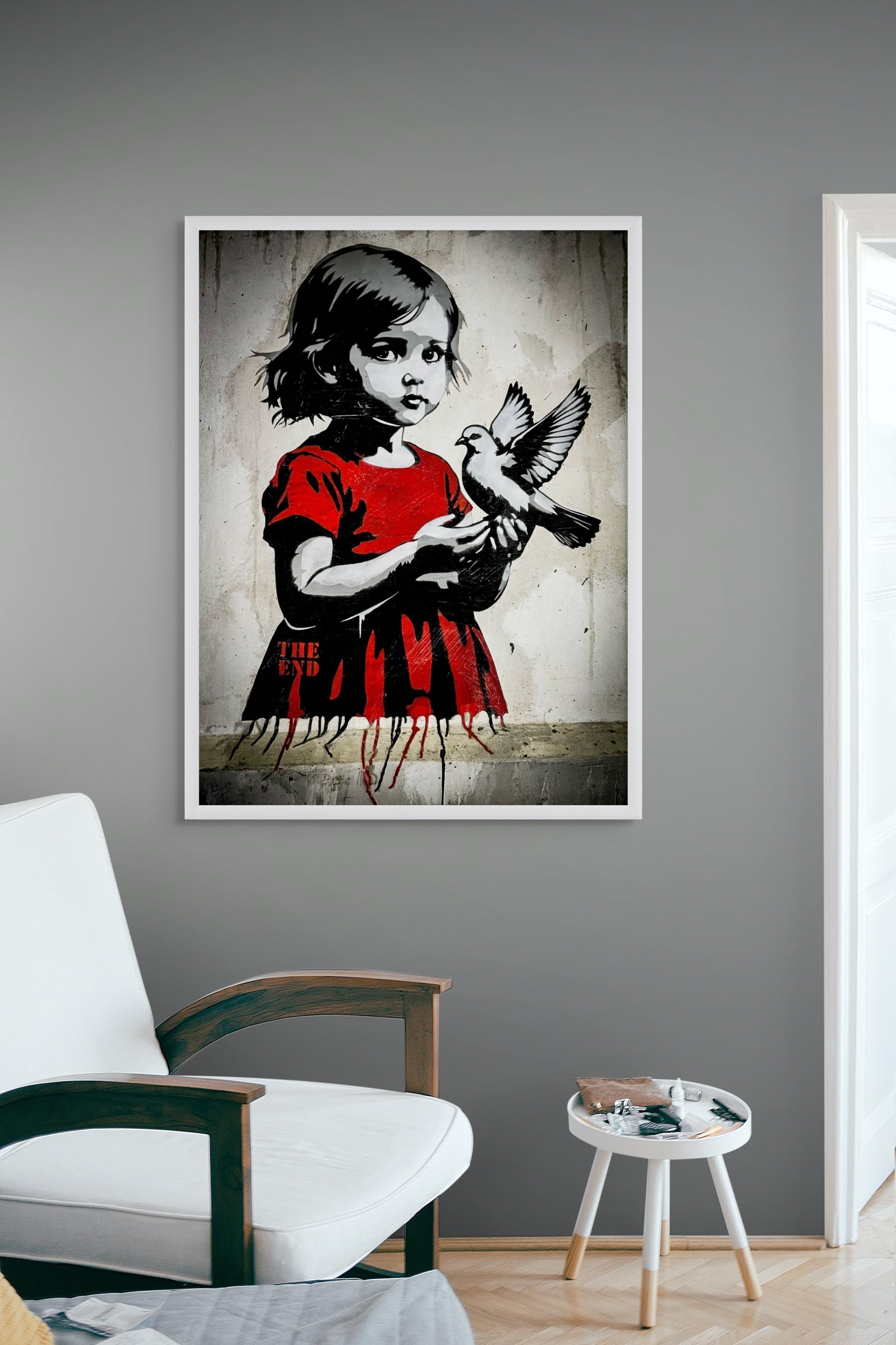 Scharlaken Duif Stilte Wanddecoratie – Poëtisch Dieren Canvas Print