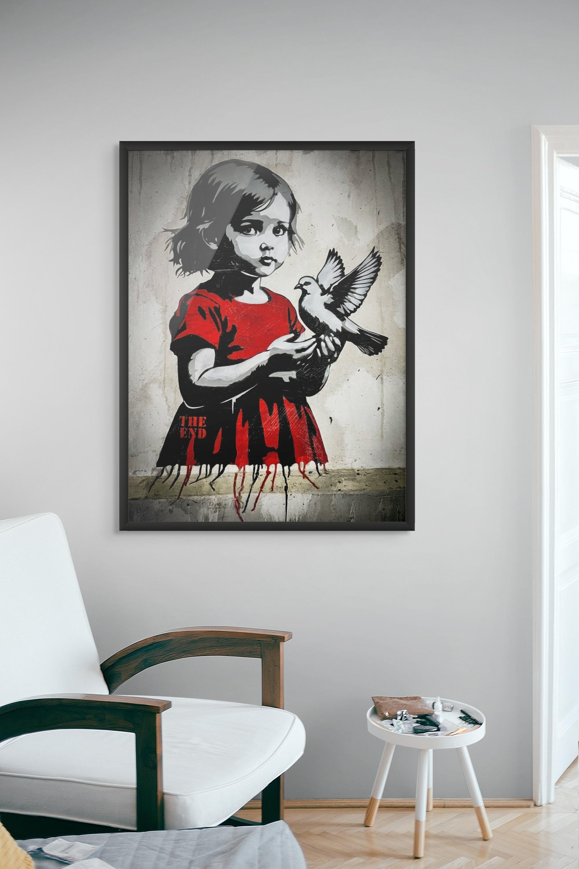 Scharlaken Duif Stilte Wanddecoratie – Poëtisch Dieren Canvas Print