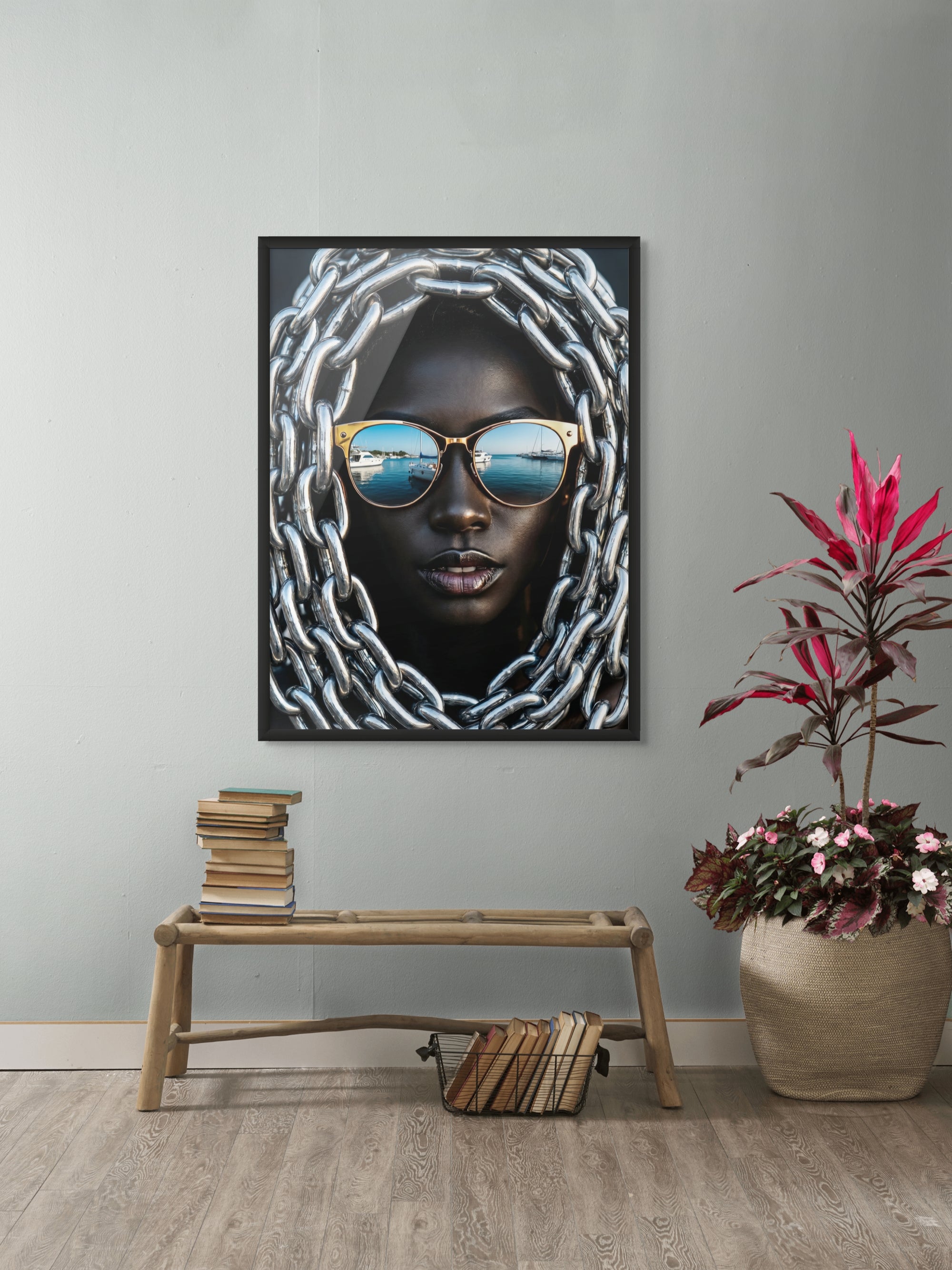 Chrome Harbor Queen Wanddecoratie – Luxe Jacht Canvas Print