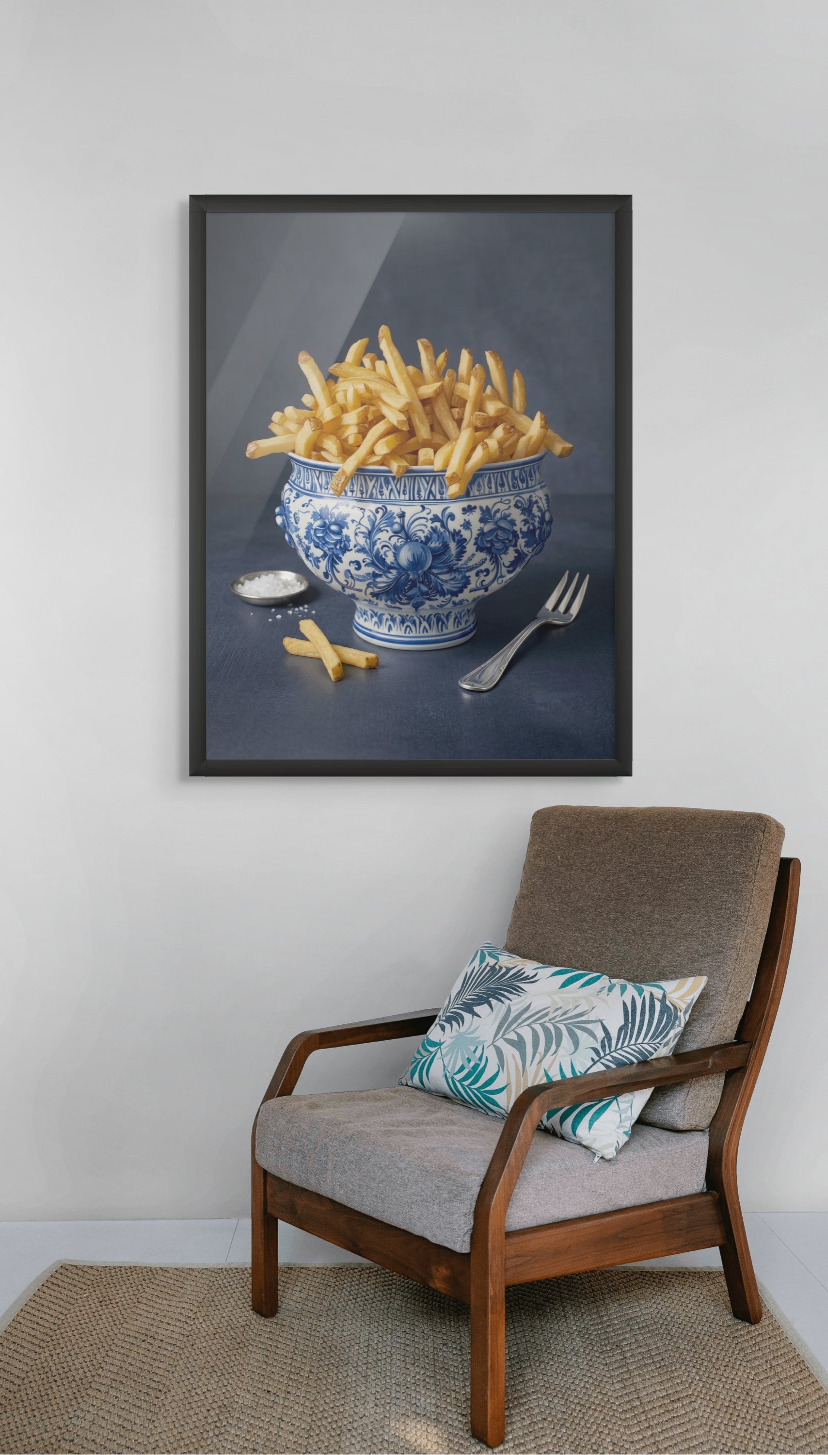 Delfts Blauw Friet Wanddecoratie Keuken – Grappige Nederlandse Kunst Canvas