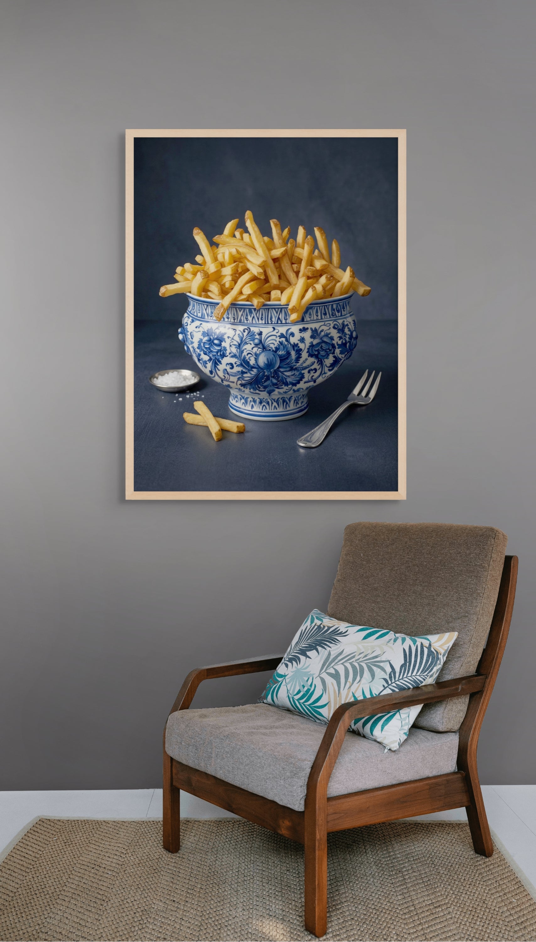 Delfts Blauw Friet Wanddecoratie Keuken – Grappige Nederlandse Kunst Canvas