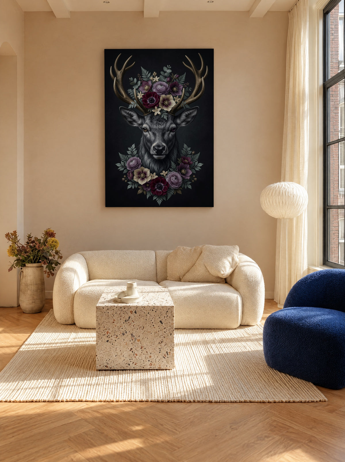 Flora van het Woudhart als canvas zonder lijst aan de muur