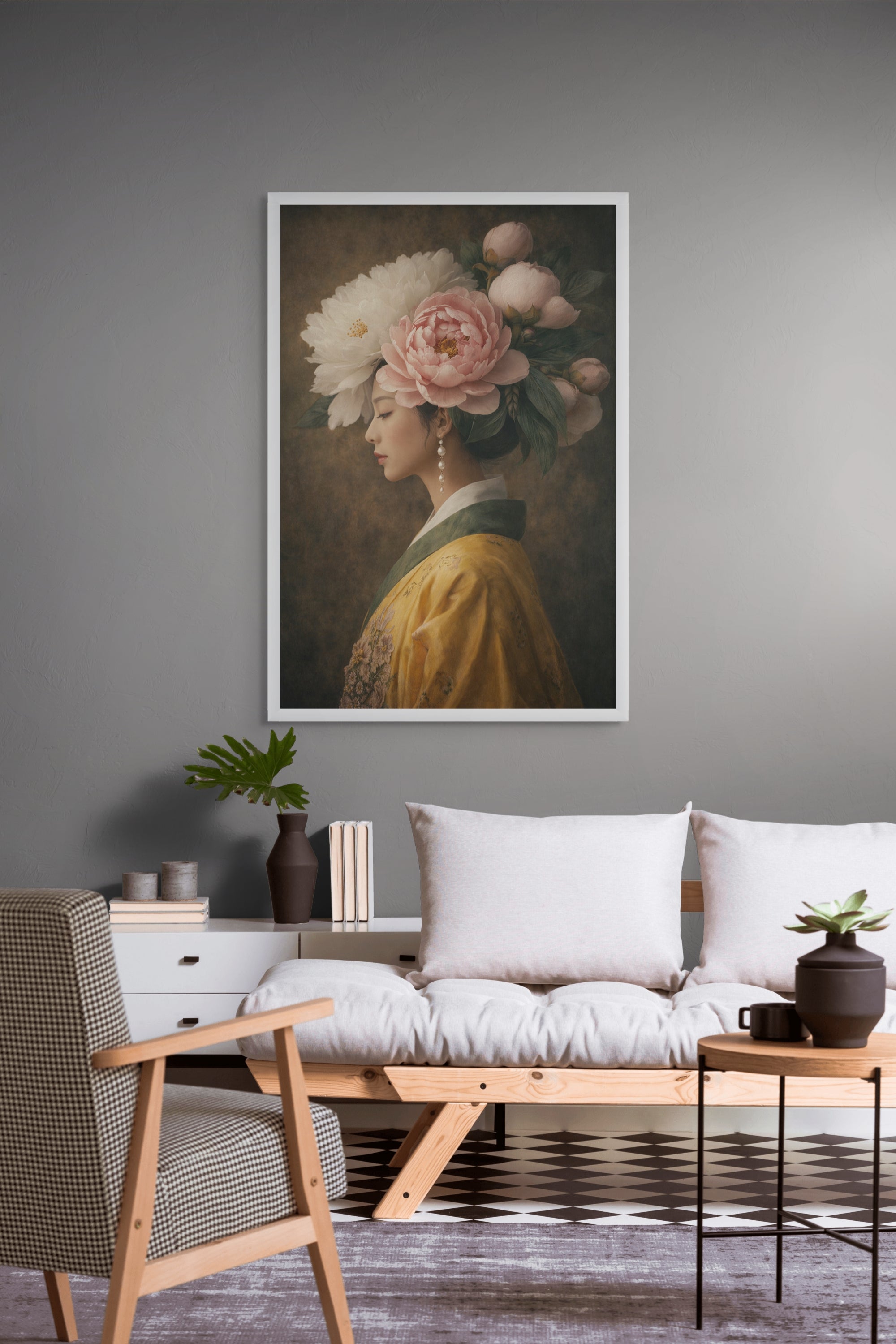 Pioenroos Wanddecoratie Zonsopgang – Sfeervolle Bloemen Canvas Print