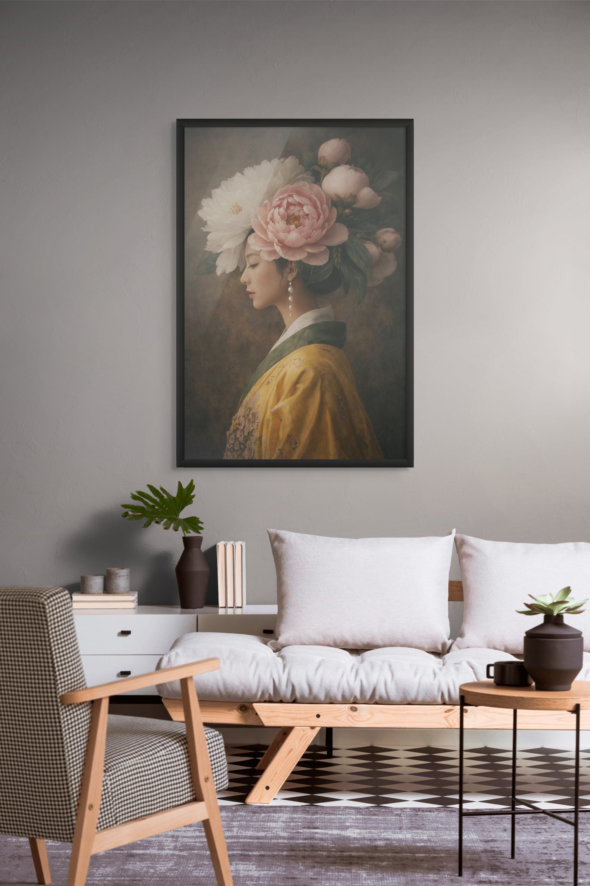 Pioenroos Wanddecoratie Zonsopgang – Sfeervolle Bloemen Canvas Print