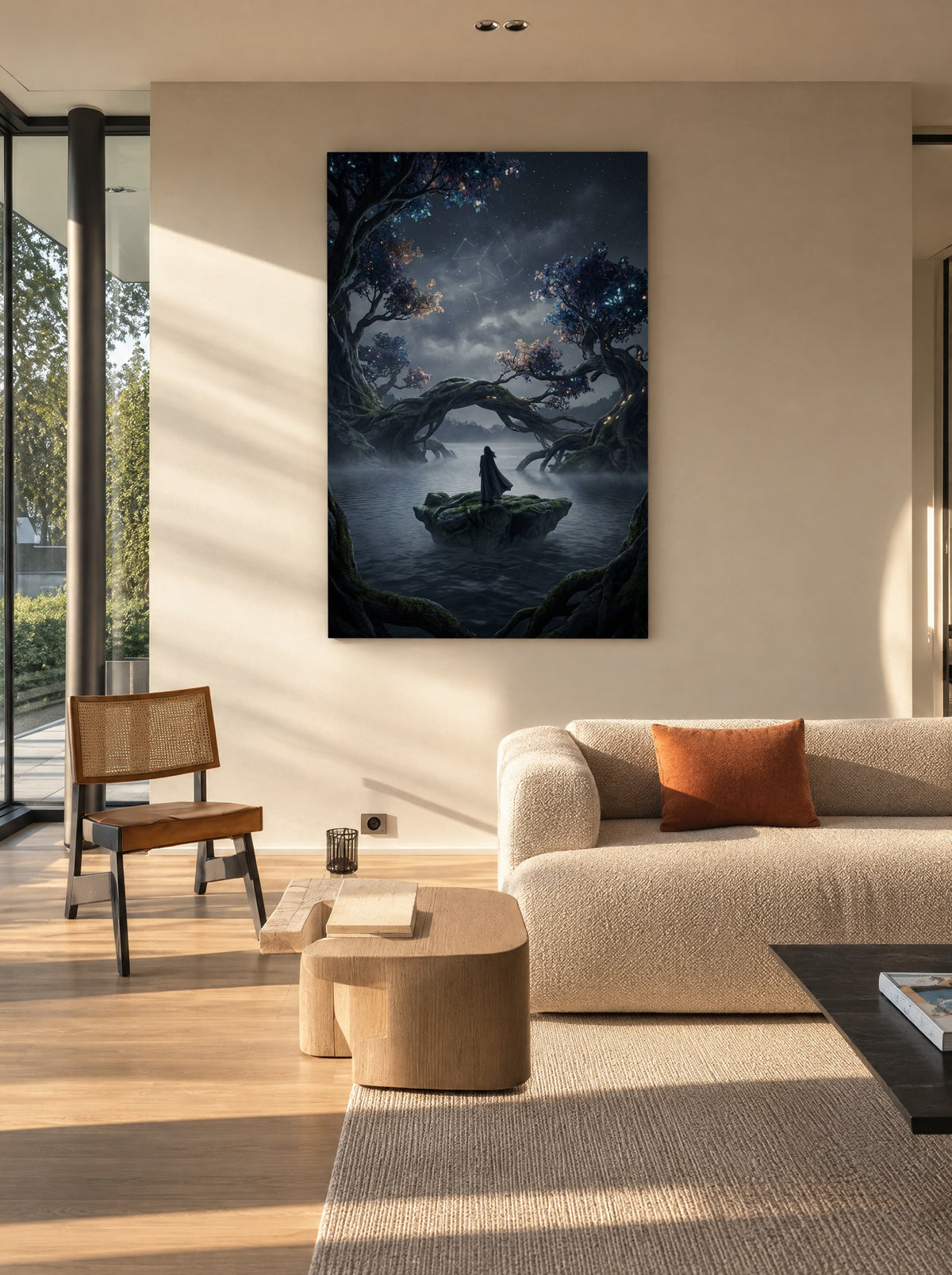 Fluisterbos bij Maanlicht als canvas zonder lijst aan de muur