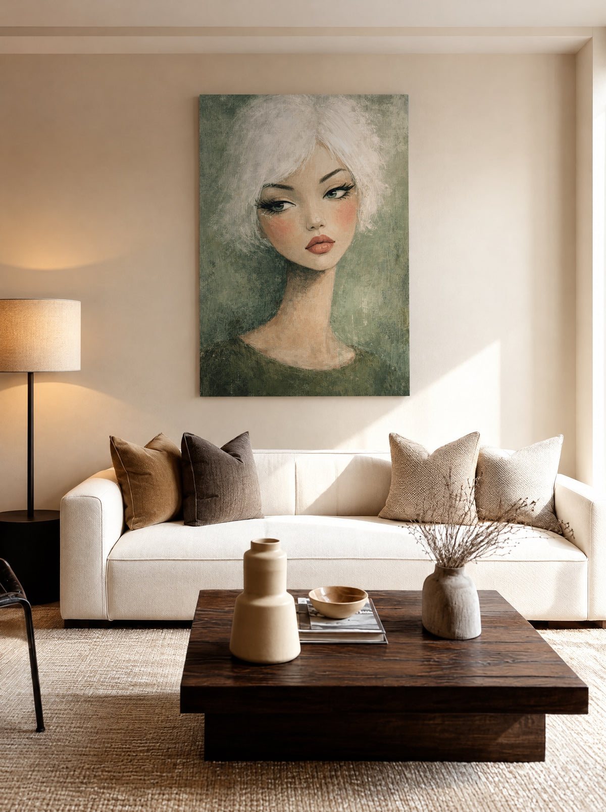 Fluistering van Elegantie als canvas zonder lijst aan de muur