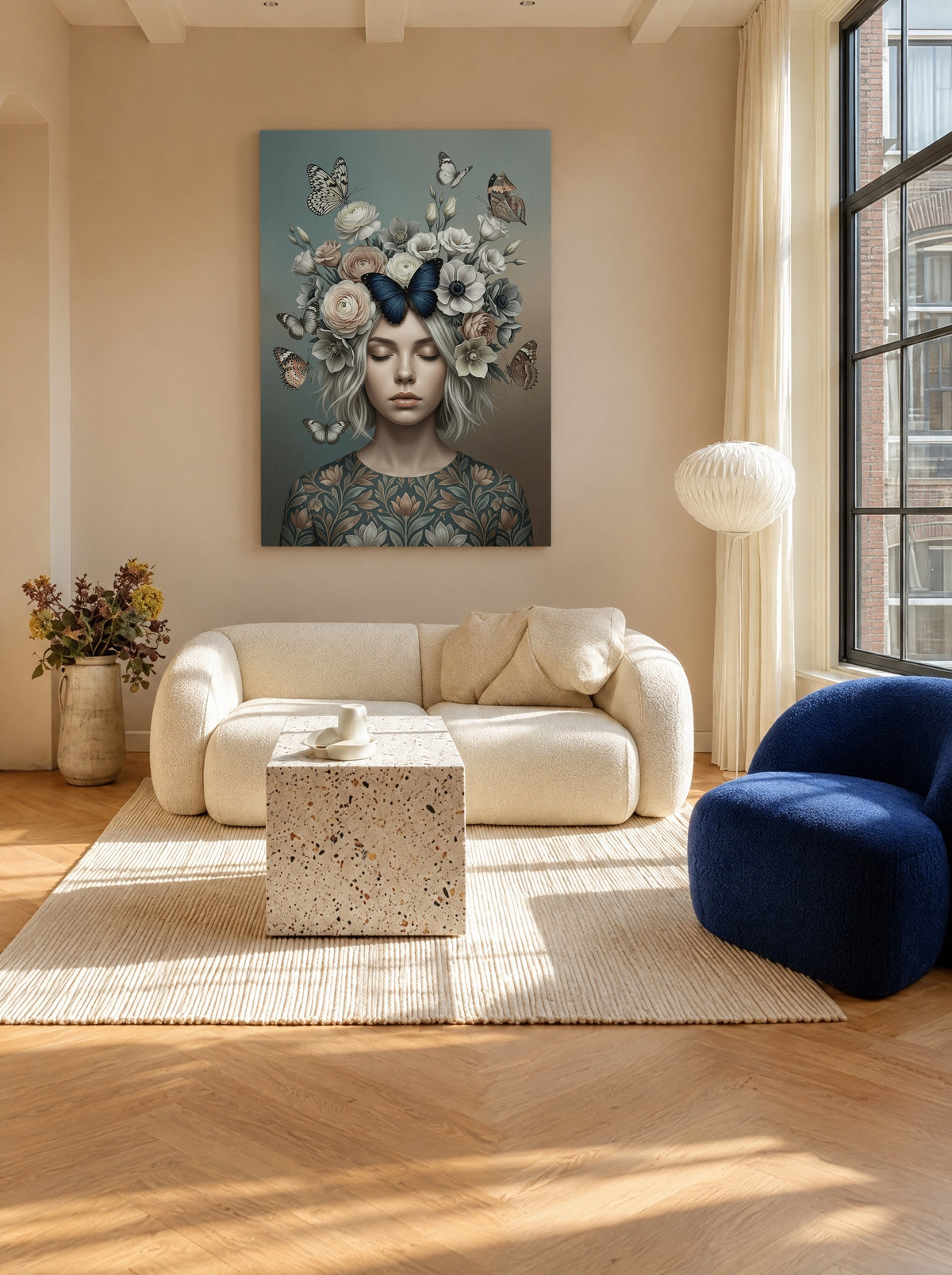 Fluistering van Luna Wings als canvas zonder lijst aan de muur