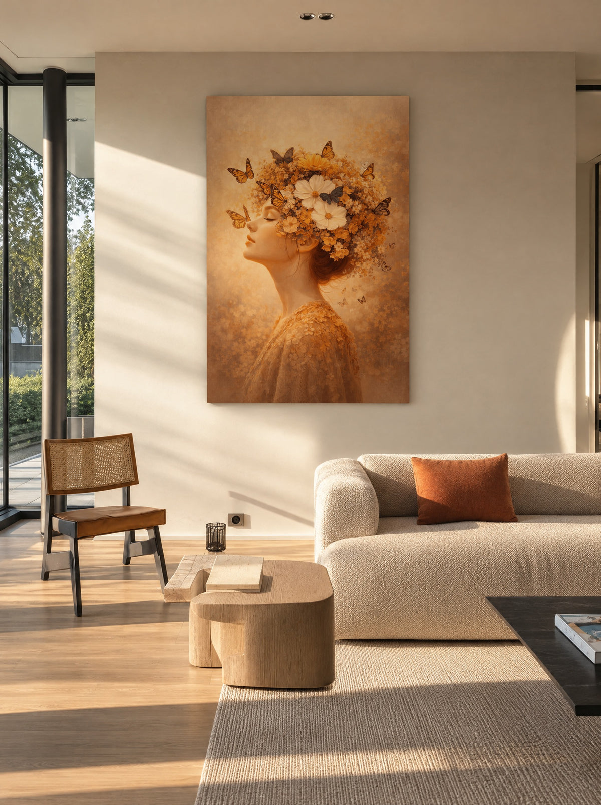 Fluistering van Vlinderlicht als canvas zonder lijst aan de muur