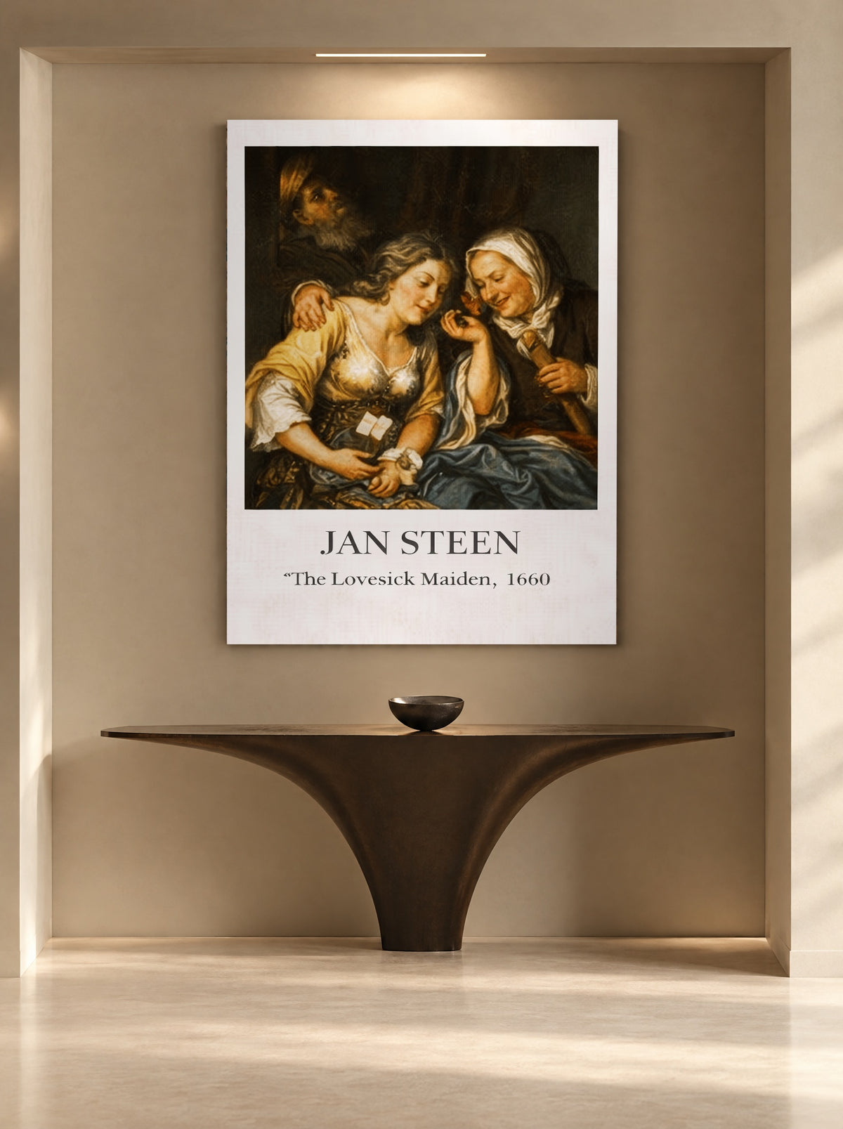 Fluisteringen bij Kaarslicht als canvas zonder lijst aan de muur