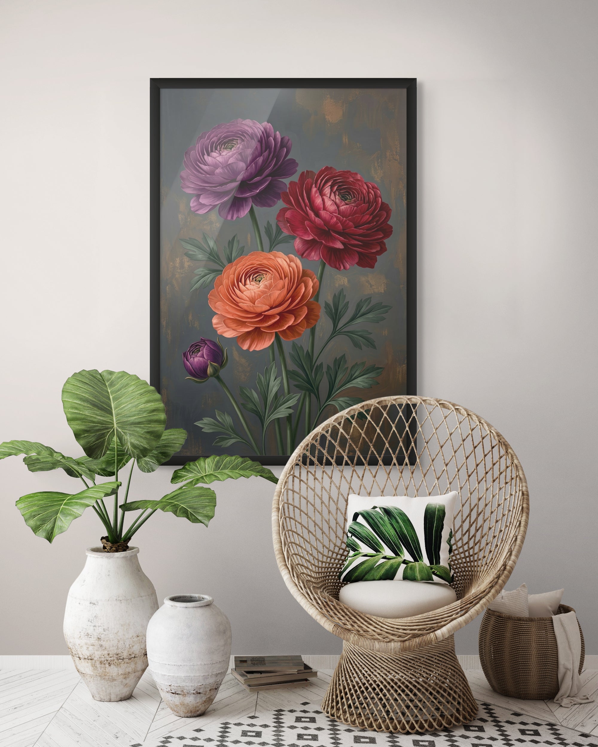 Fluweelbloei bij Avondgloed Wanddecoratie – Sfeervolle Bloemen Canvas Print