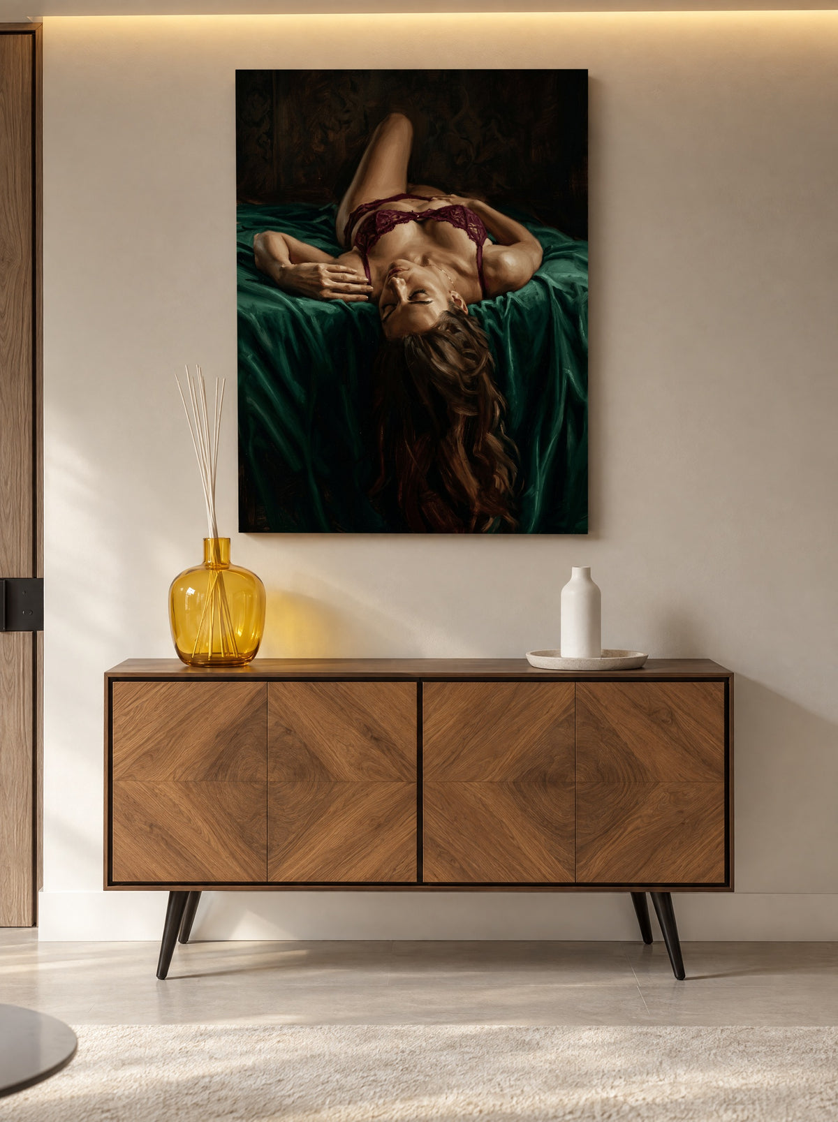 Fluweelnacht op Zijdezacht als canvas zonder lijst aan de muur