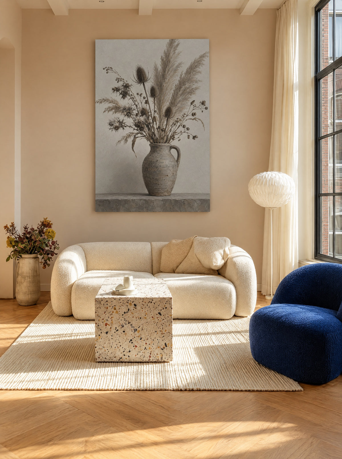 Gedroogde Distels in Verweerde Kan als canvas zonder lijst aan de muur
