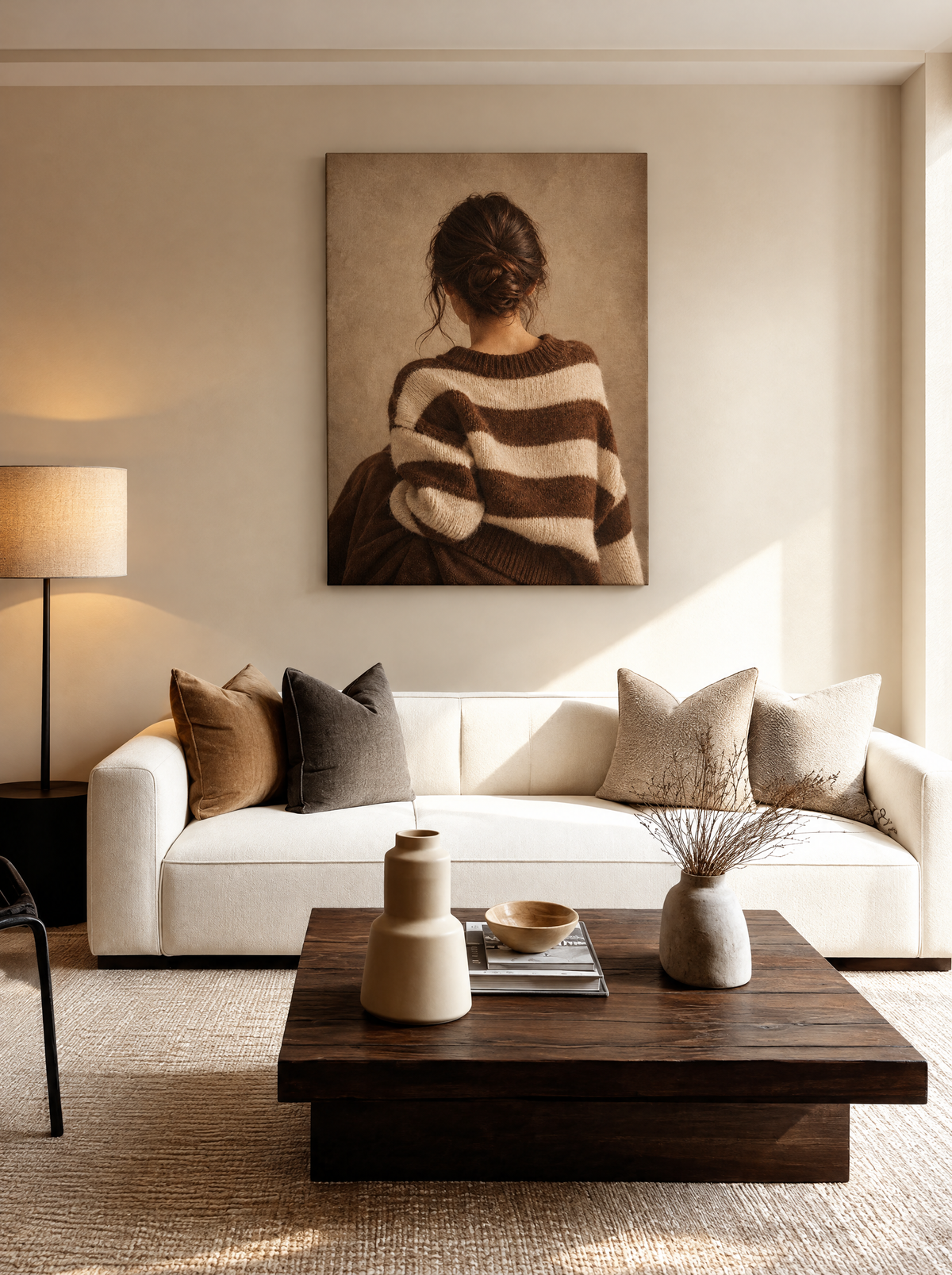 Gestreepte Trui en Knotje als canvas zonder lijst aan de muur