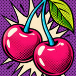 Glanzende Kersen Popart popart canvas schilderij