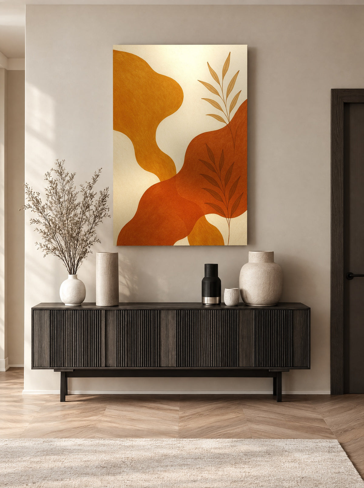 Golden Botanical als canvas zonder lijst aan de muur