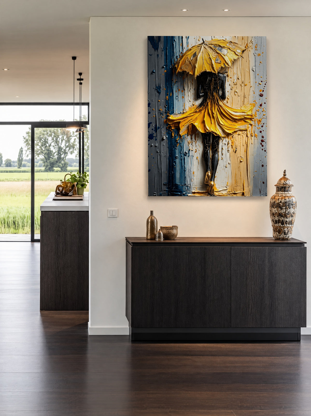 Golden Drip Parade als canvas zonder lijst aan de muur