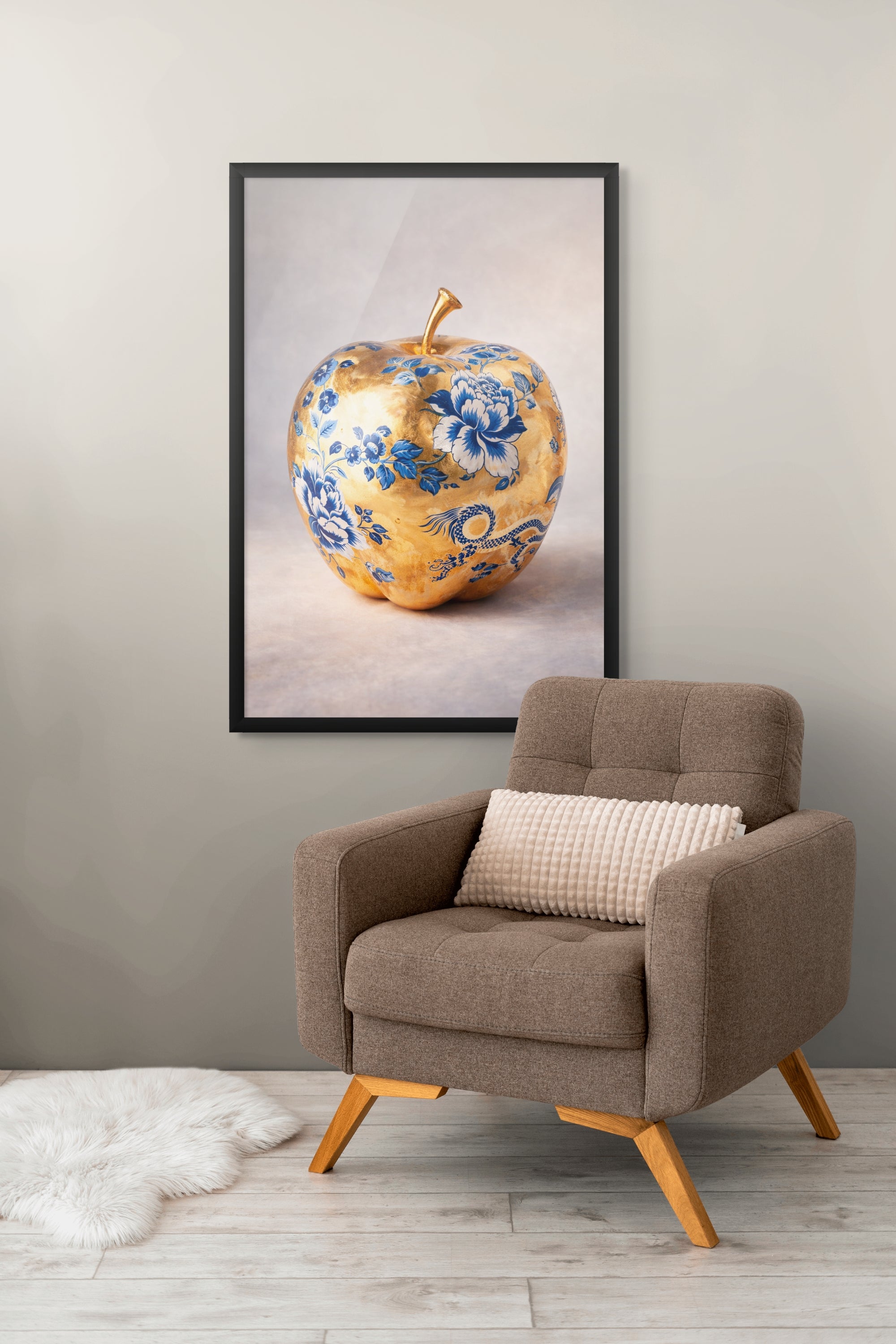 Delfts Blauw Wanddecoratie Appel – Unieke Nederlandse Kunst Canvas of Aluminium