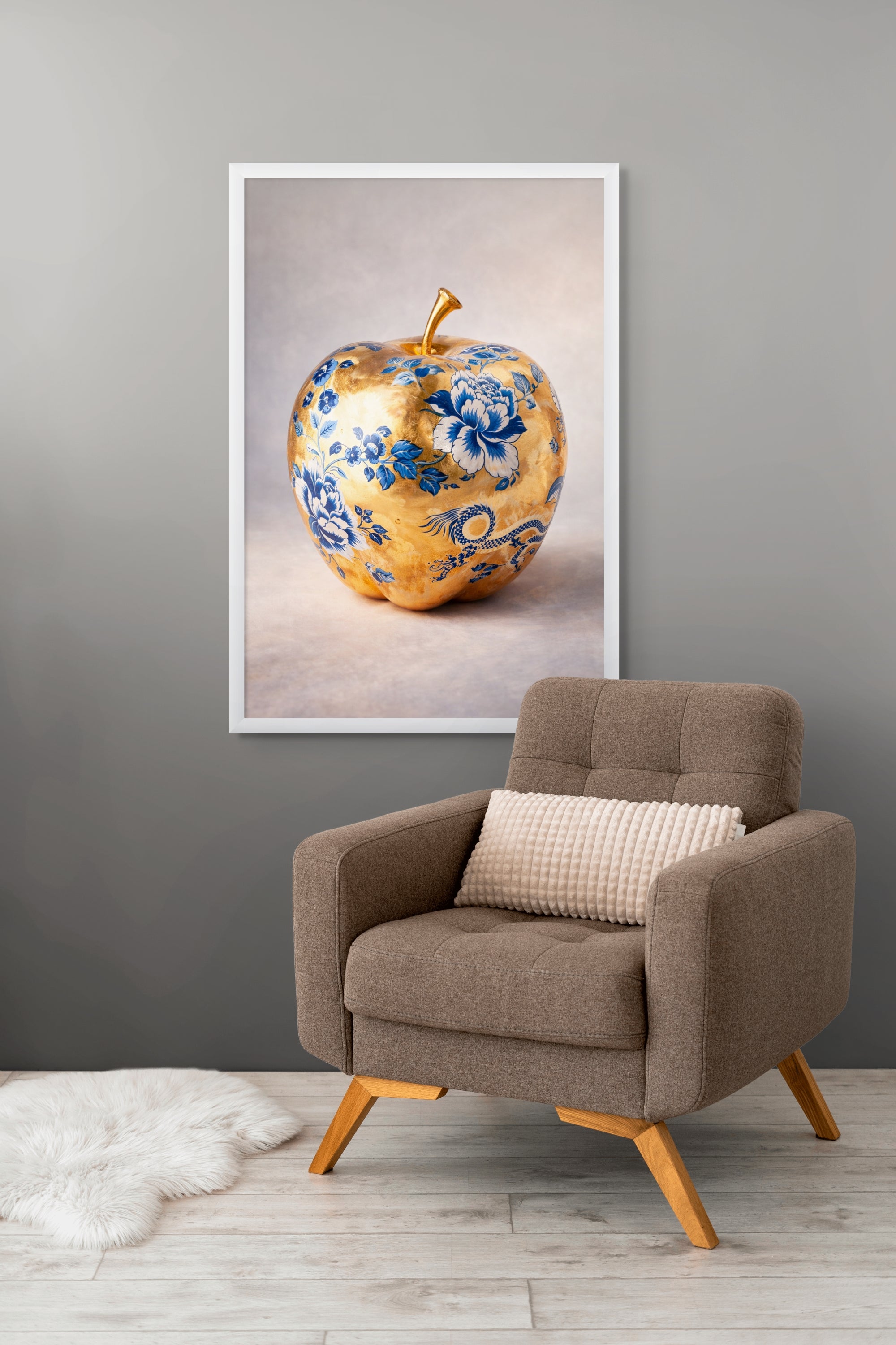 Delfts Blauw Wanddecoratie Appel – Unieke Nederlandse Kunst Canvas of Aluminium