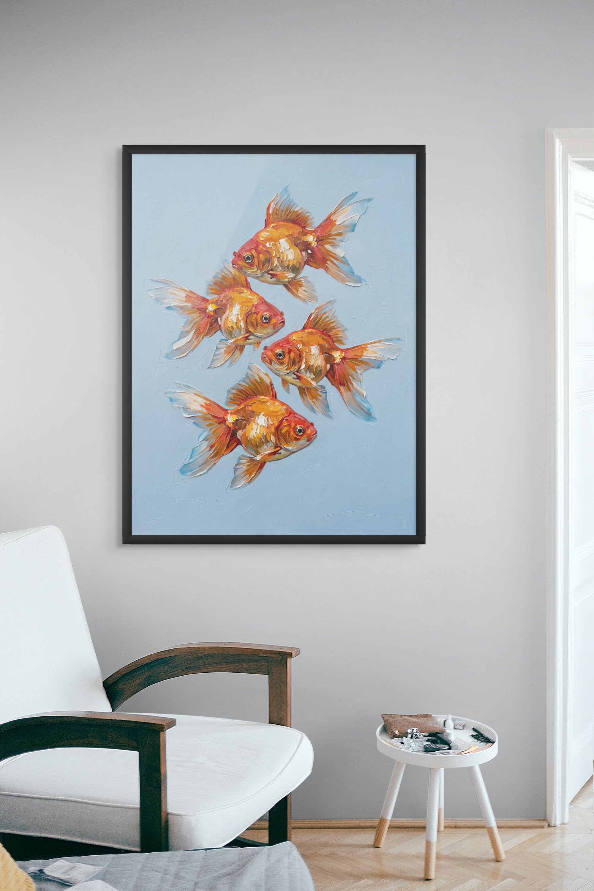 Gouden Harmonie Koi Kwartet Wanddecoratie – Aziatische Vis Canvas Print