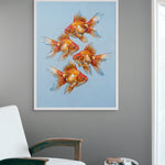 Golden Harmony Koi Quartet wanddecoratie met vier sierlijke koikarpers in gouden tinten