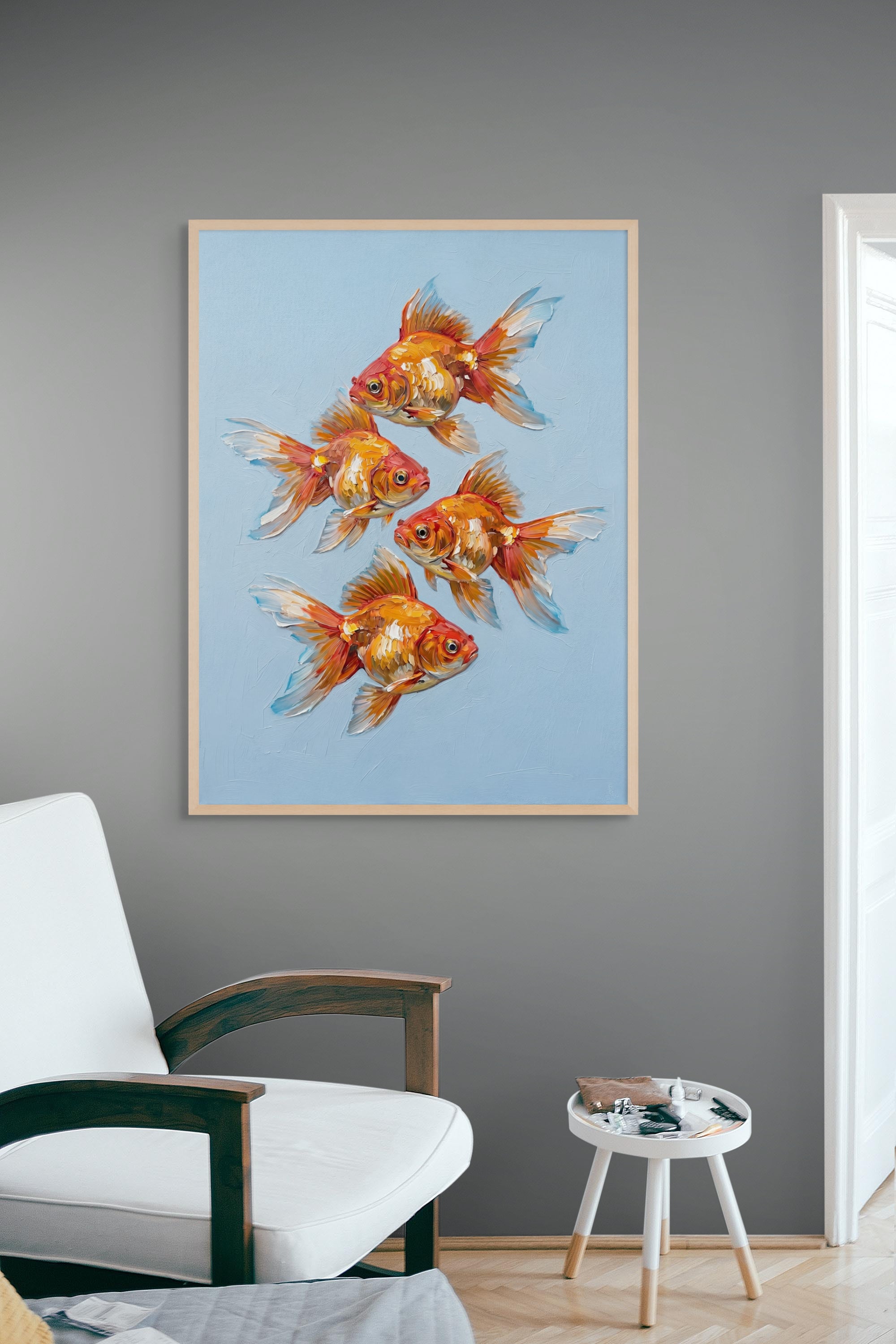 Gouden Harmonie Koi Kwartet Wanddecoratie – Aziatische Vis Canvas Print