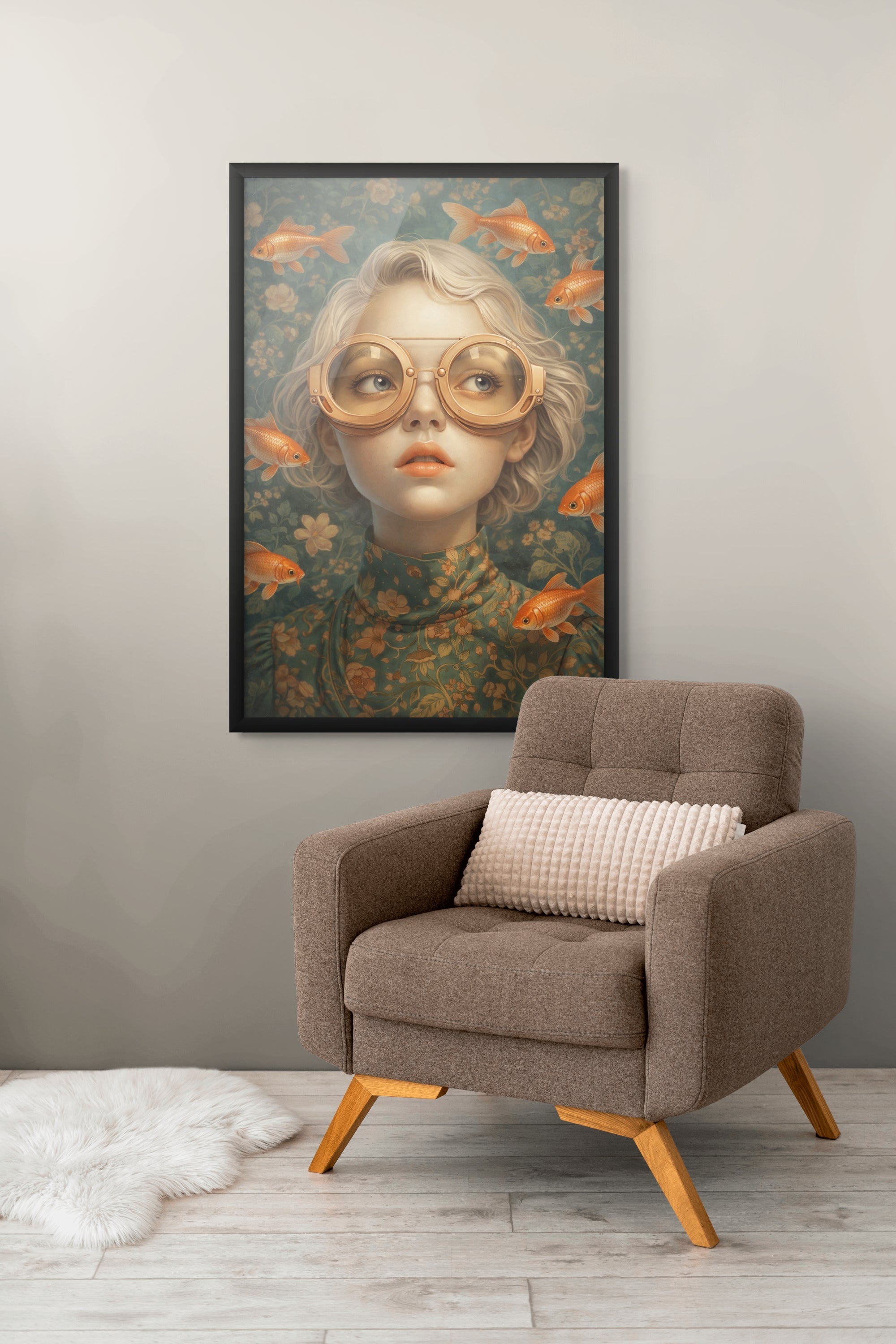 Luxe Abstracte Wanddecoratie Goud – Canvas of Aluminium Print Woonkamer
