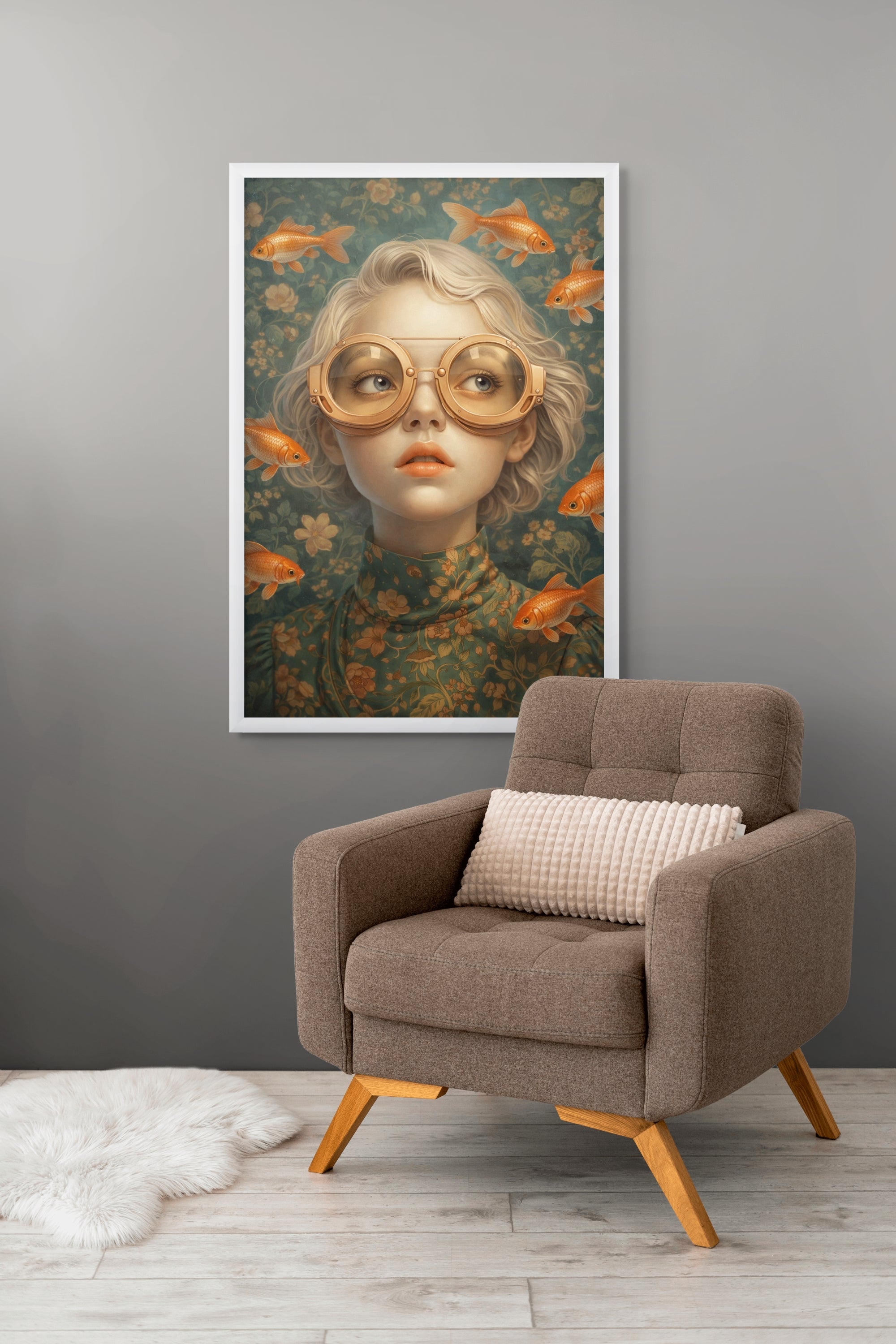 Luxe Abstracte Wanddecoratie Goud – Canvas of Aluminium Print Woonkamer