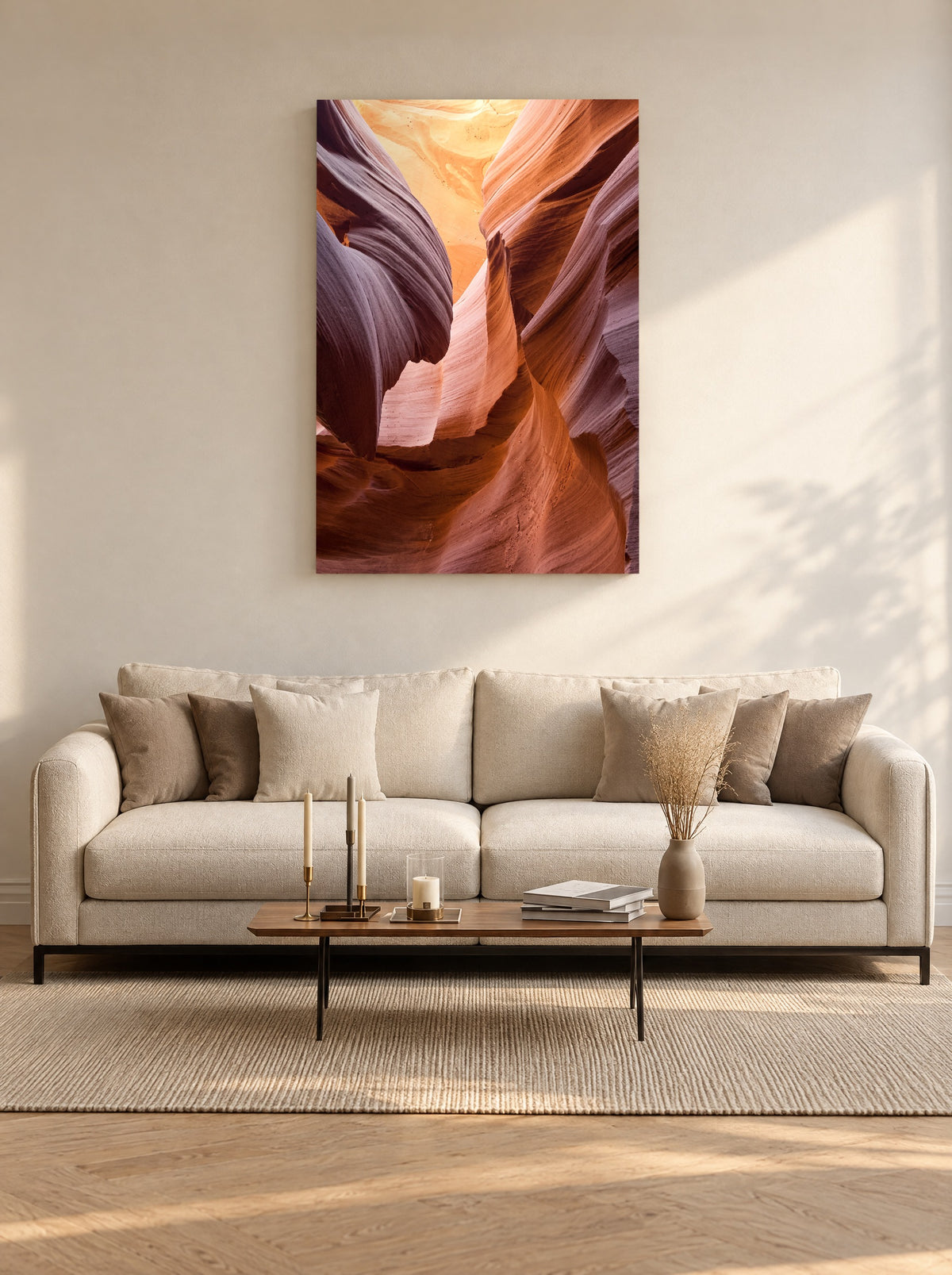 Golvend Zandsteen Canyon als canvas zonder lijst aan de muur