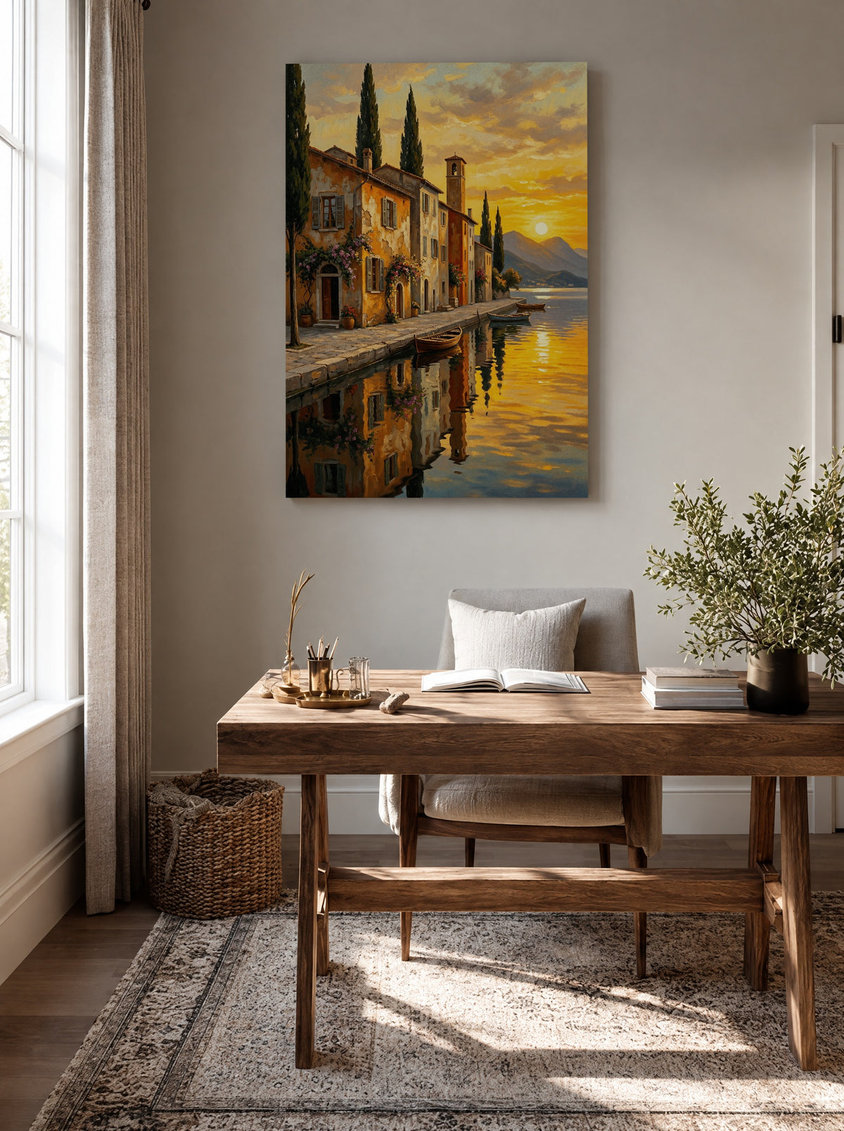 Gouden Avond aan Bellavista als canvas zonder lijst aan de muur