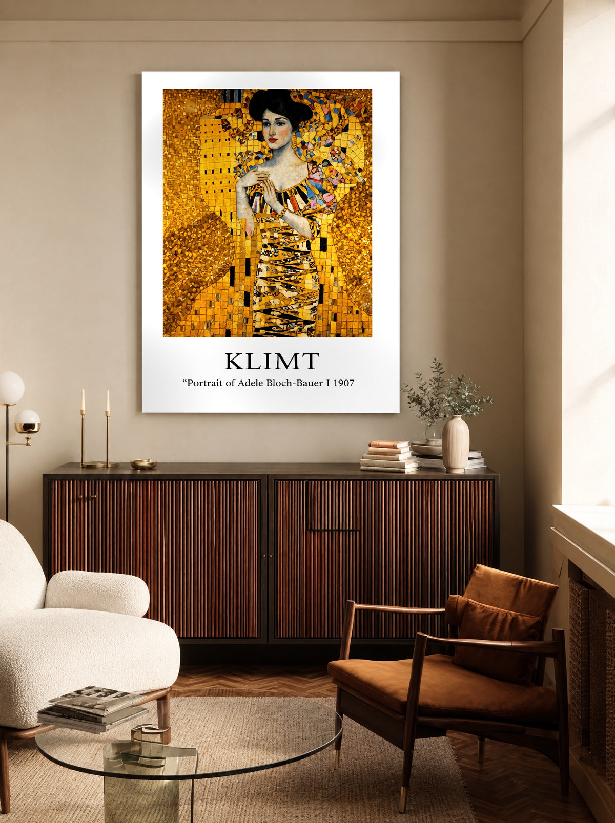 Gouden Fluistering van Adele als canvas zonder lijst aan de muur