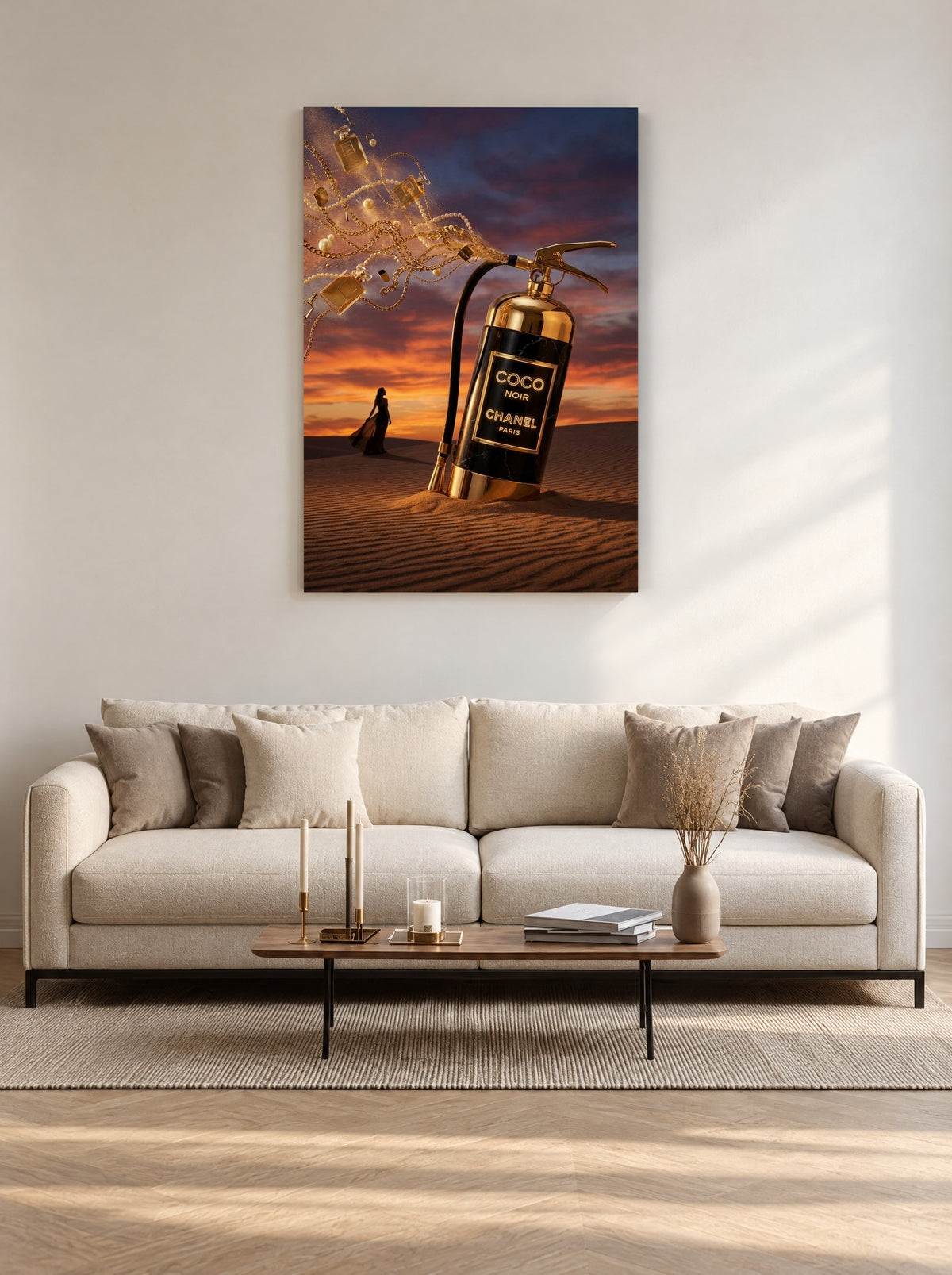 Gouden Geurstorm als canvas zonder lijst aan de muur