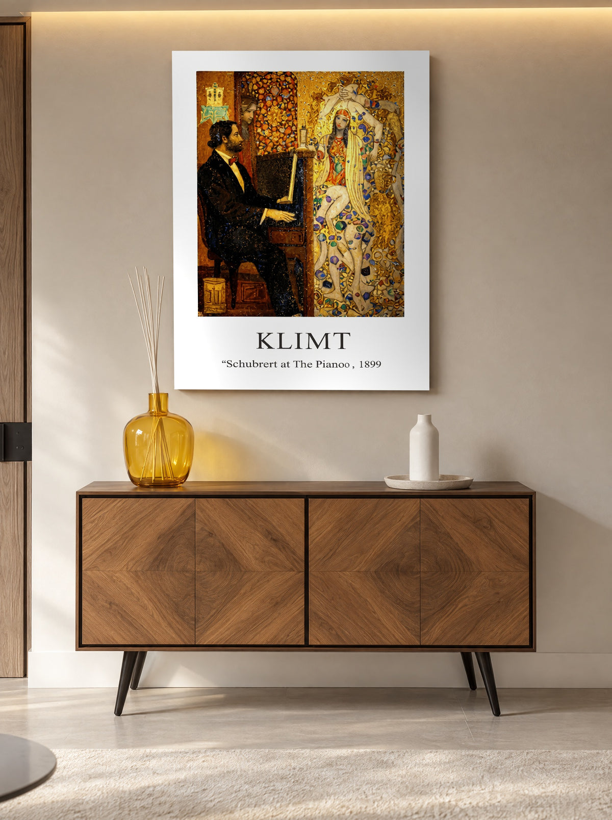 Gouden Nachtmelodie als canvas zonder lijst aan de muur