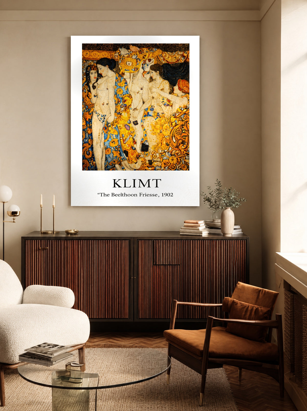 Gouden Roes van Verlangen als canvas zonder lijst aan de muur