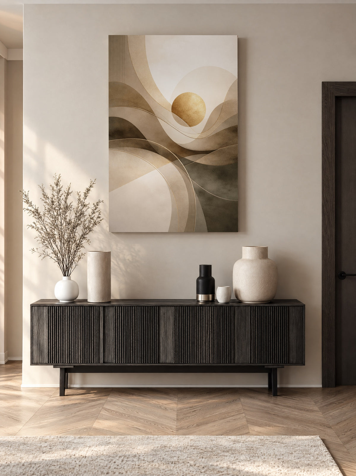 Gouden Stilte in Beweging als canvas zonder lijst aan de muur