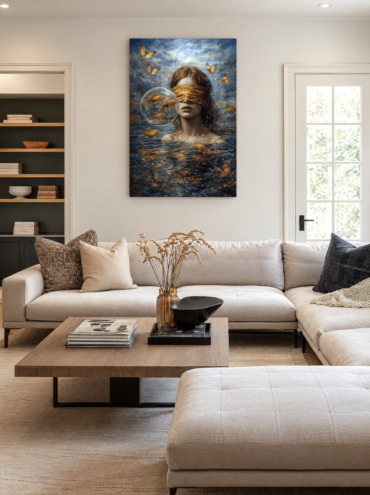 Gouden Stilte Onder Water als canvas zonder lijst aan de muur