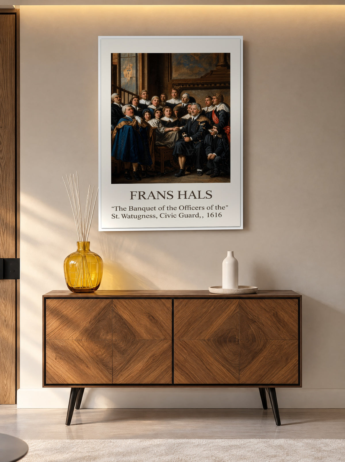 Gouden Toast in Donkere Zaal als canvas zonder lijst aan de muur