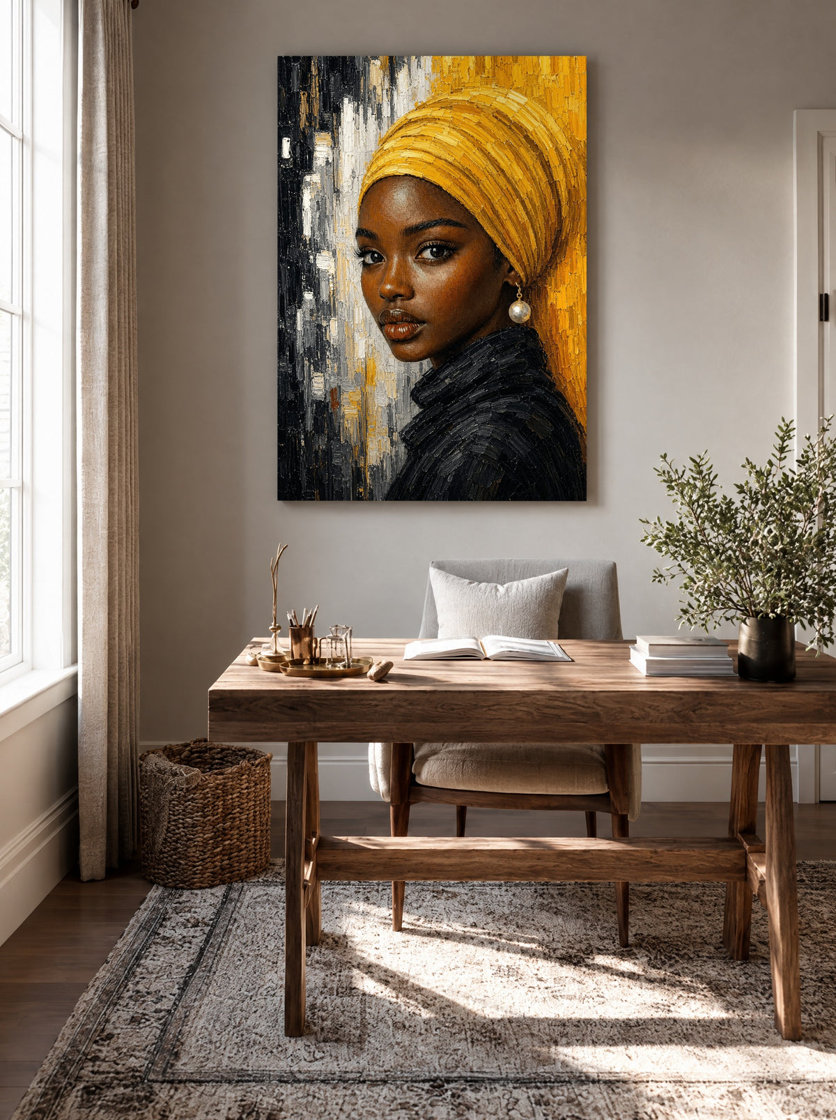 Gouden Tulband Gloed als canvas zonder lijst aan de muur