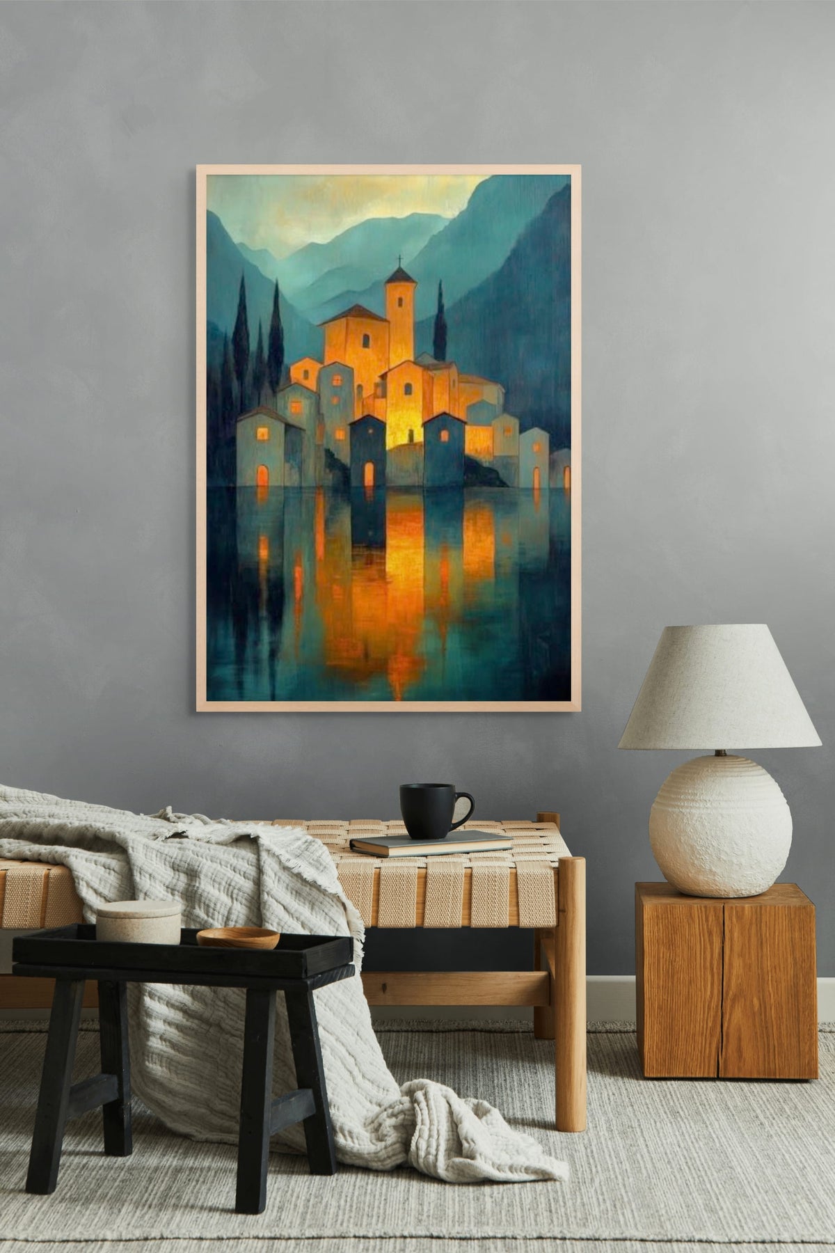 Gouden Gloed aan het Water Wanddecoratie | ArtifyCanvas
