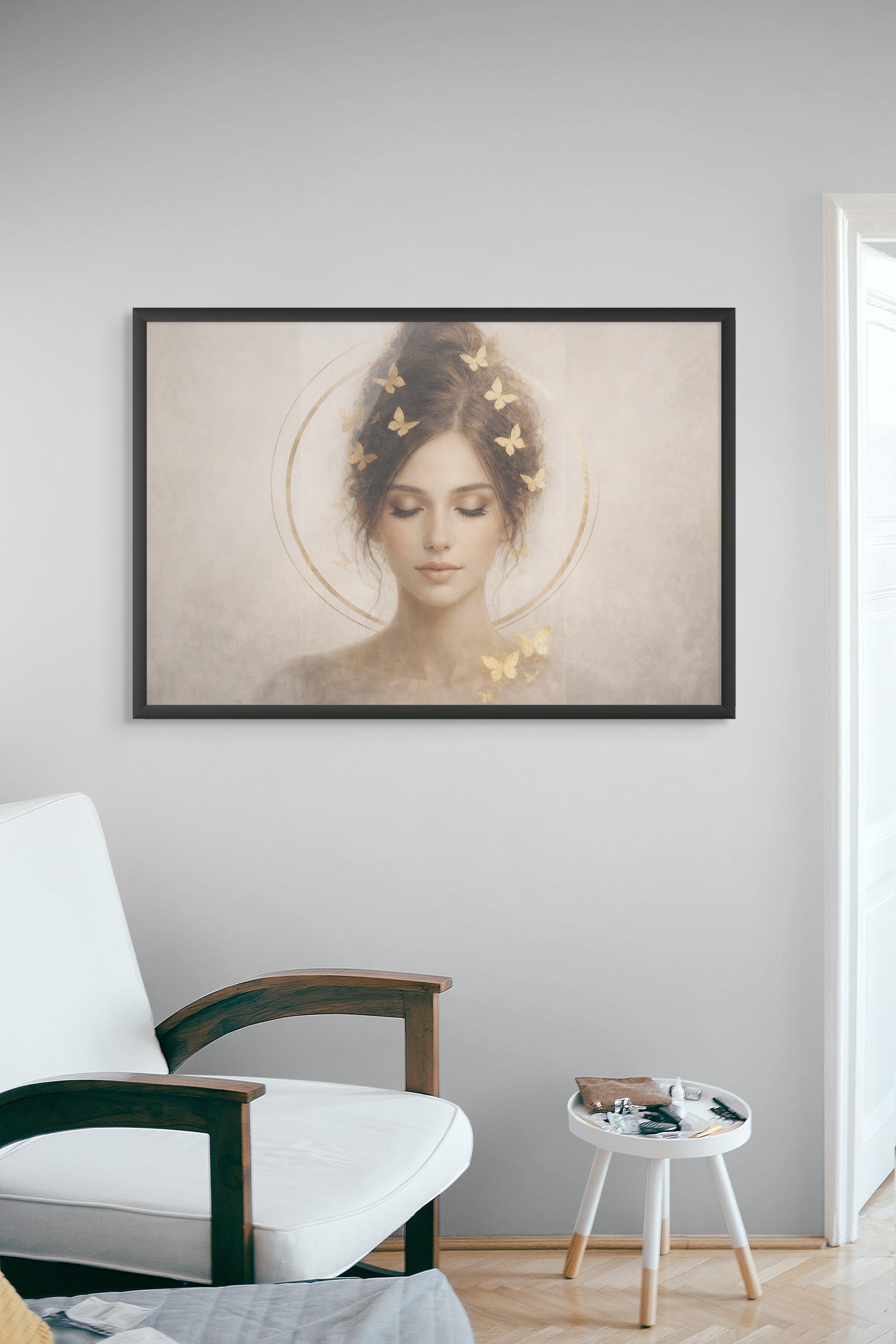 Vlinder Wanddecoratie Goud – Premium Canvas of Poster Slaapkamer Kunst