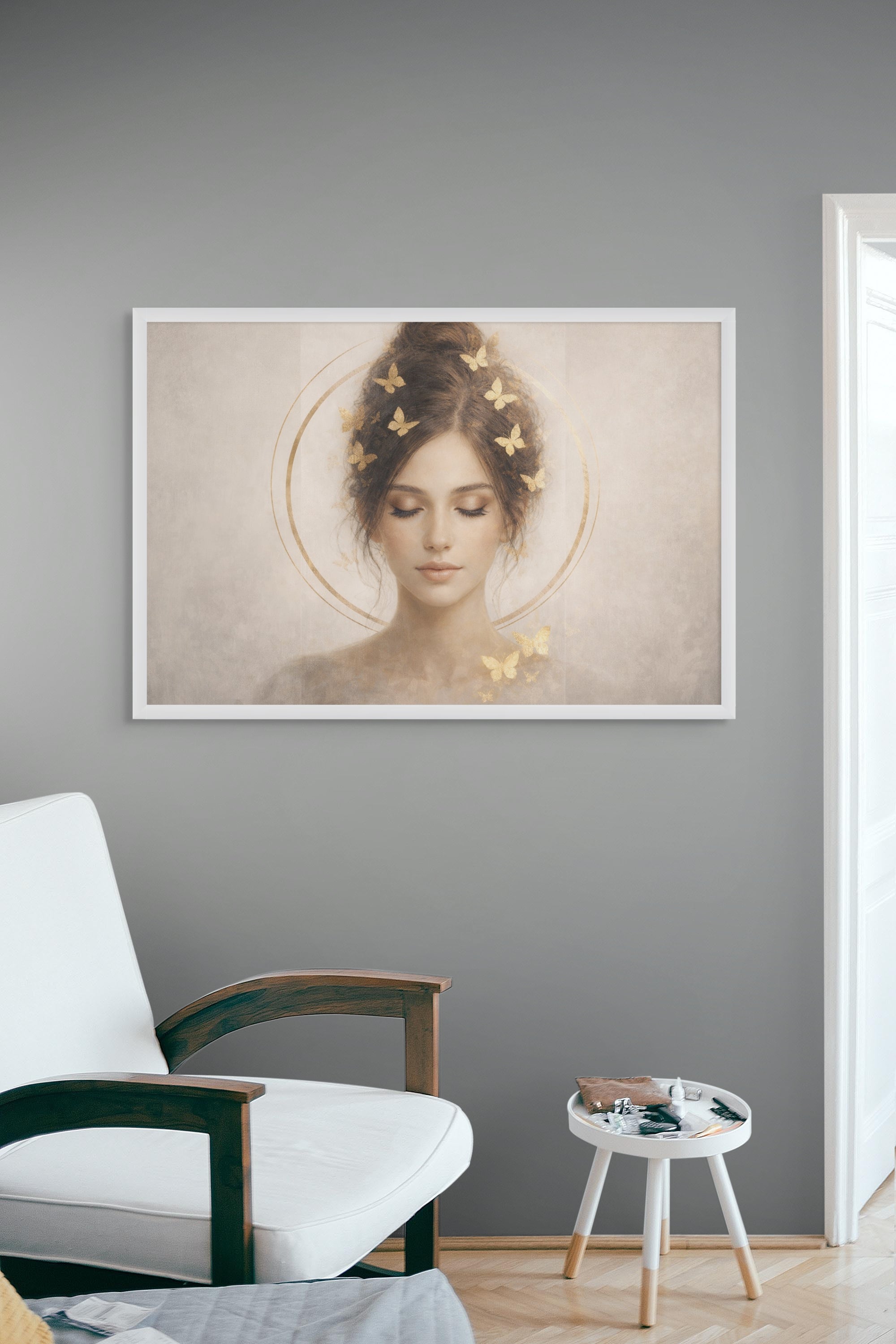 Vlinder Wanddecoratie Goud – Premium Canvas of Poster Slaapkamer Kunst