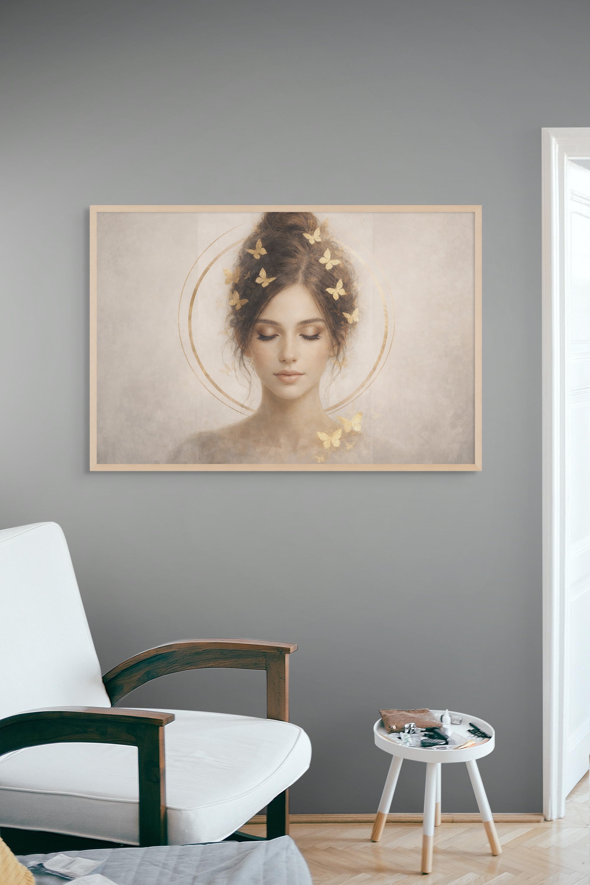 Vlinder Wanddecoratie Goud – Premium Canvas of Poster Slaapkamer Kunst