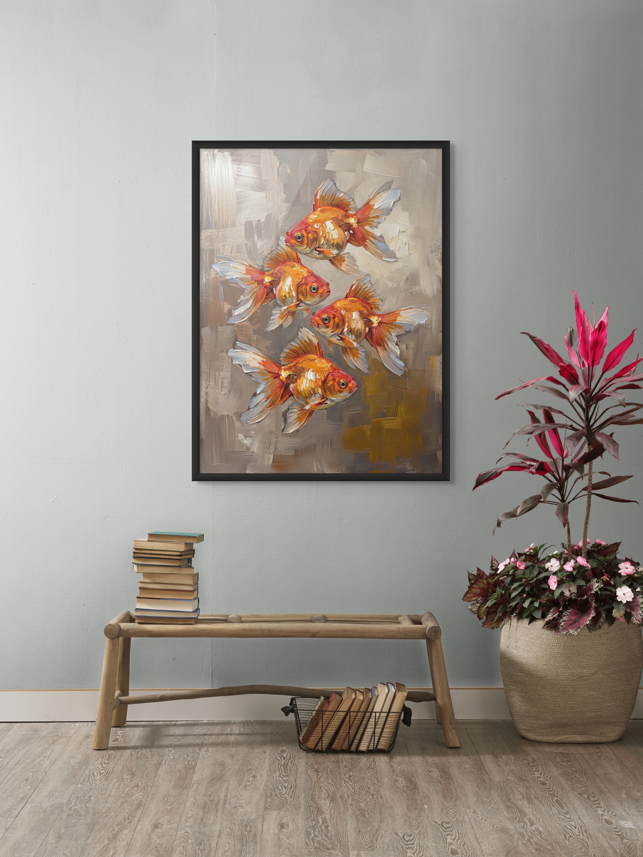 Gouden Zwerm in Koperlicht Wanddecoratie – Natuur Dieren Canvas Print