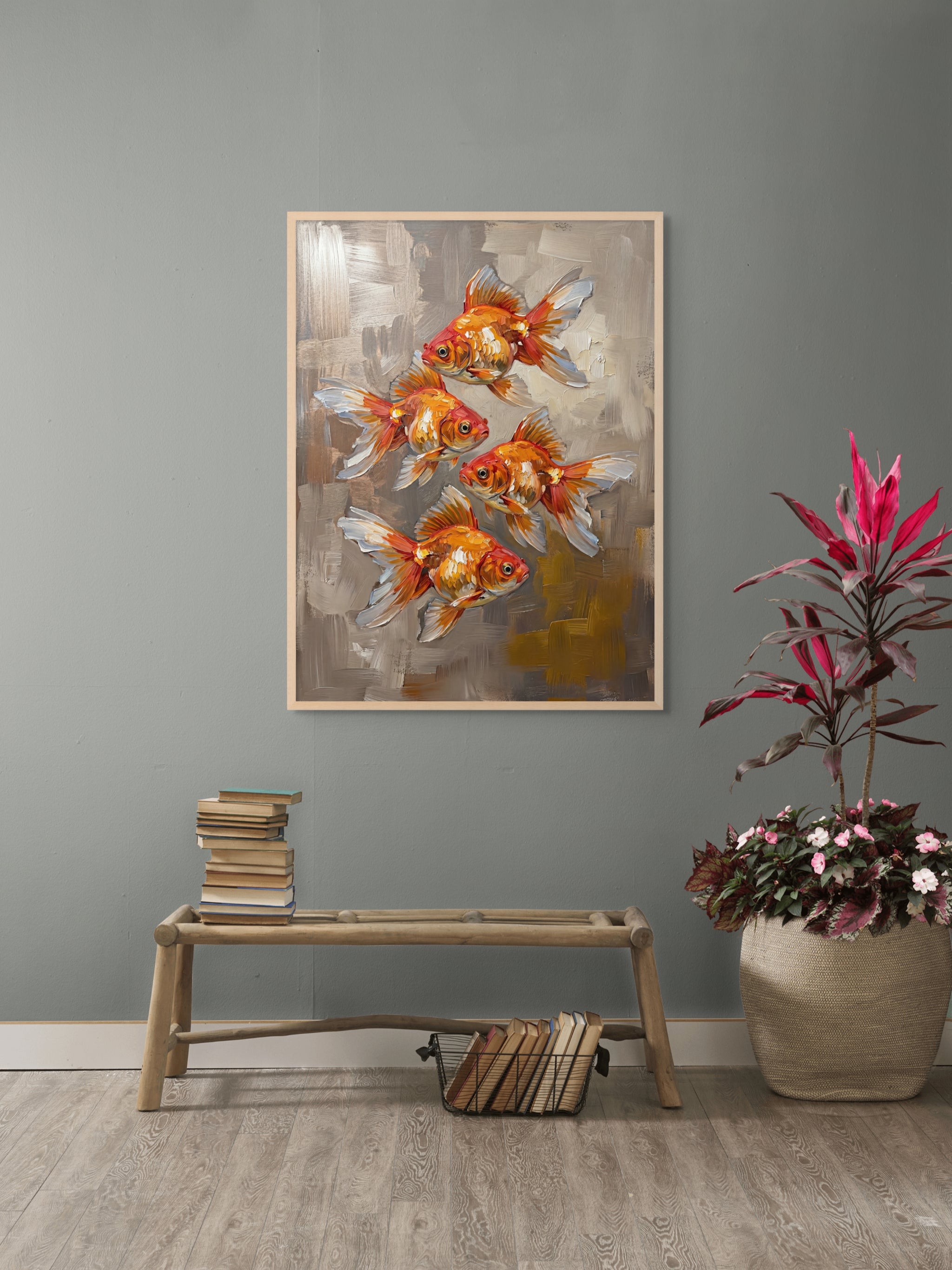 Gouden Zwerm in Koperlicht Wanddecoratie – Natuur Dieren Canvas Print