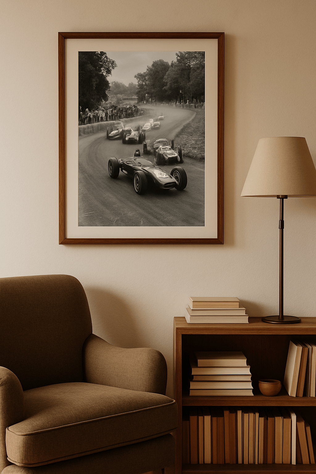 Groene Voorsprong Schilderij — sfeerbeeld in interieur