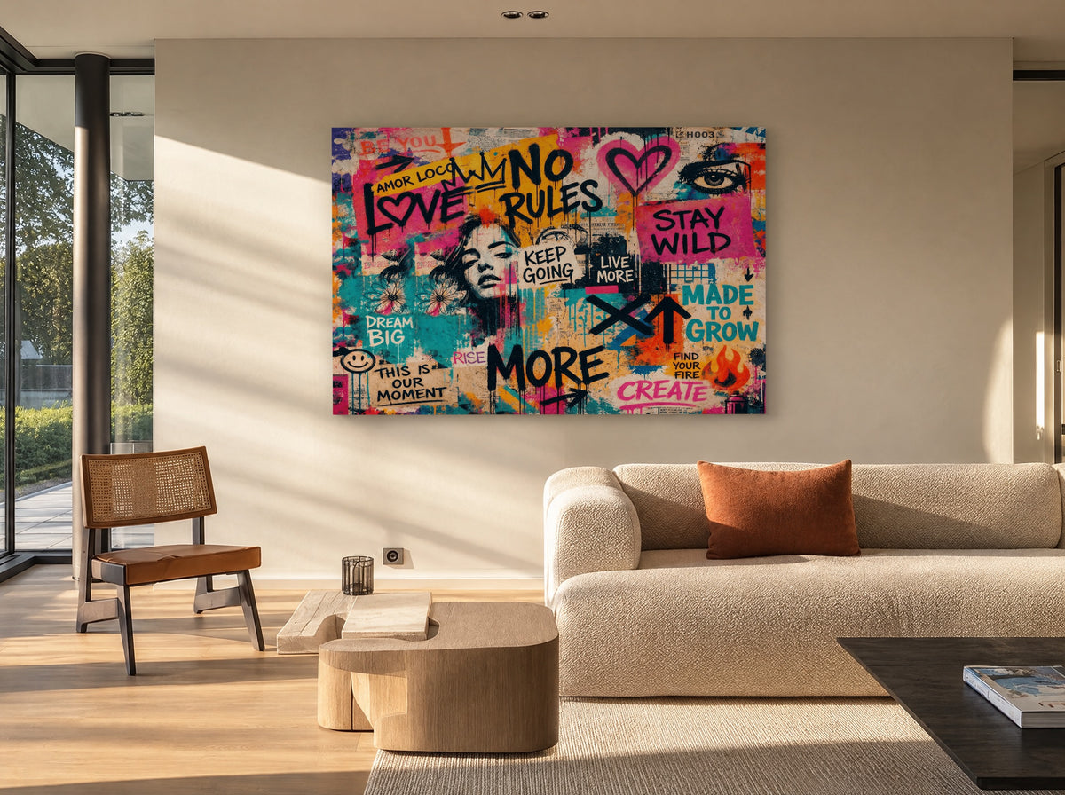 Groter Dan Gisteren als canvas zonder lijst aan de muur