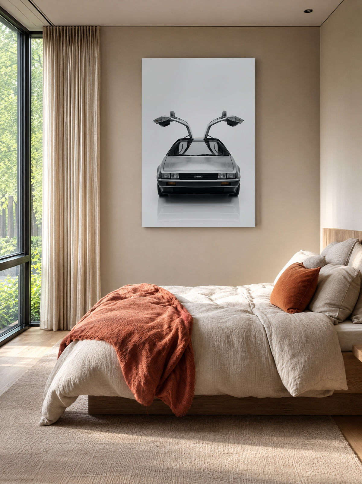 Gullwing Dream in Chroom als canvas zonder lijst aan de muur
