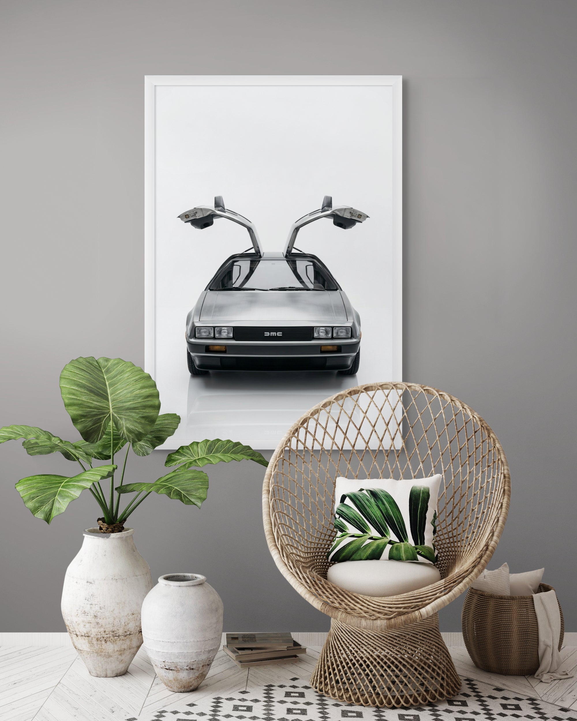 Luxe Auto Gullwing Wanddecoratie Mancave – Stoere Aluminium of Canvas Print